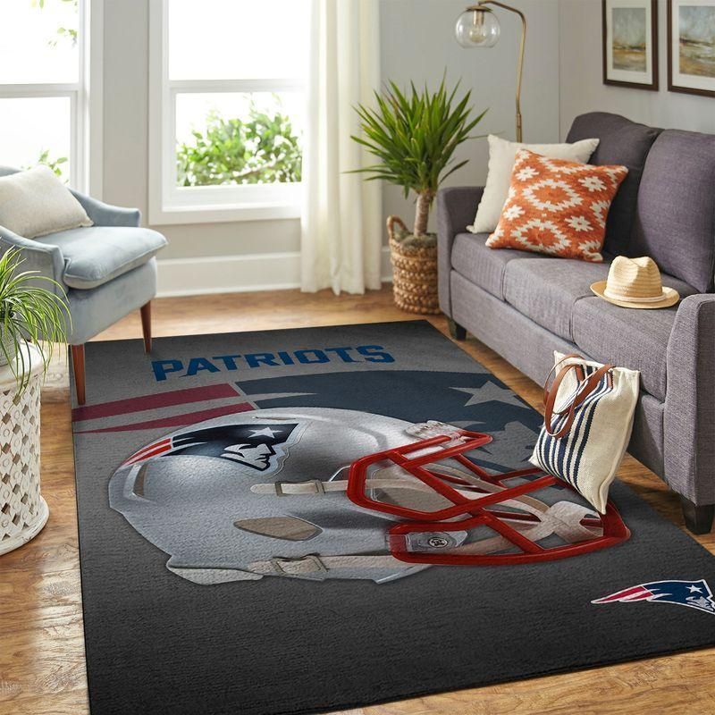 New England Patriots Nfl Team Logo Helmet Rug Room Carpet Custom Area Floor Home Decor - Indoor Outdoor Rugs