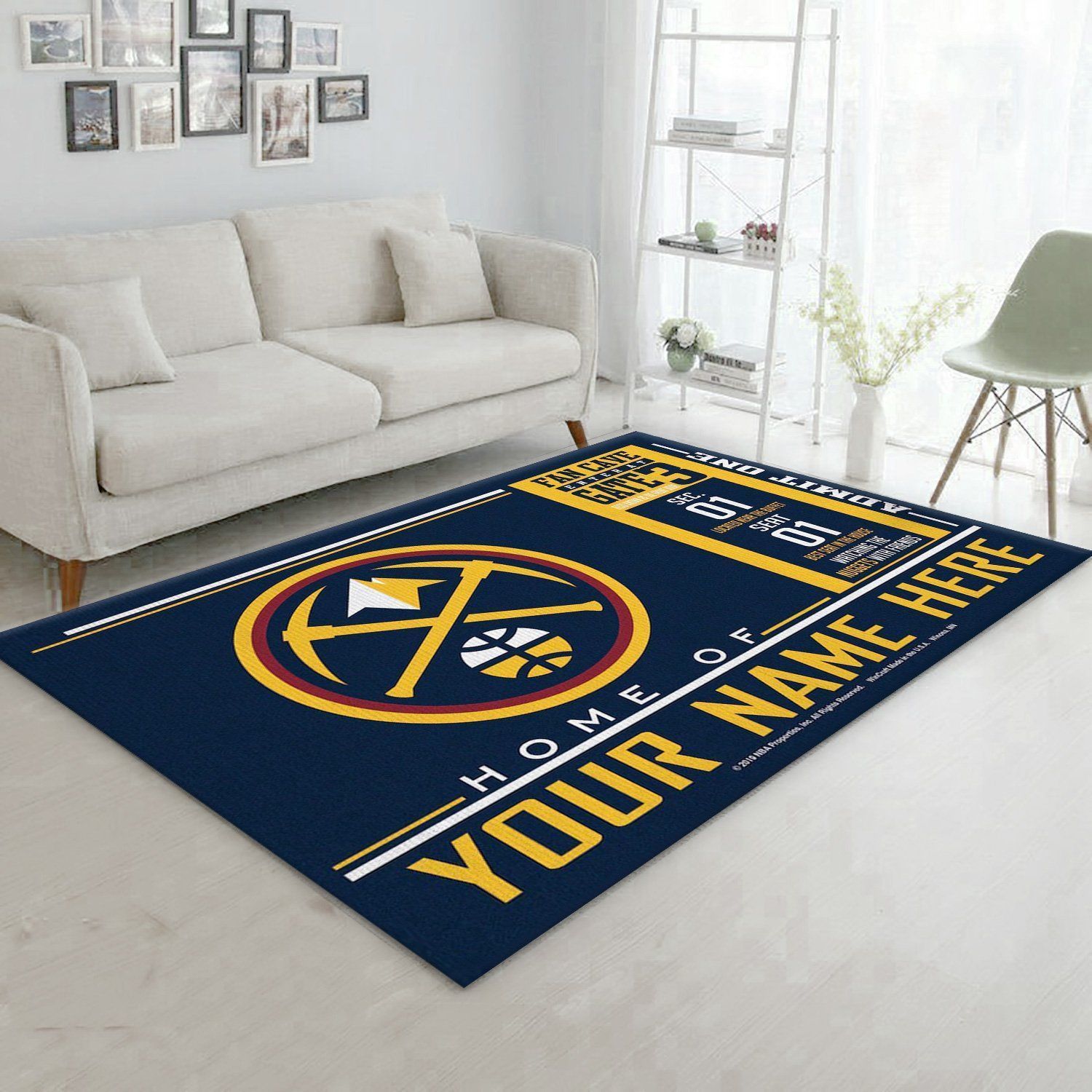 Customizable Denver Nuggets Wincraft Personalized NBA Rug Living Room Rug Home Decor Floor Decor - Indoor Outdoor Rugs