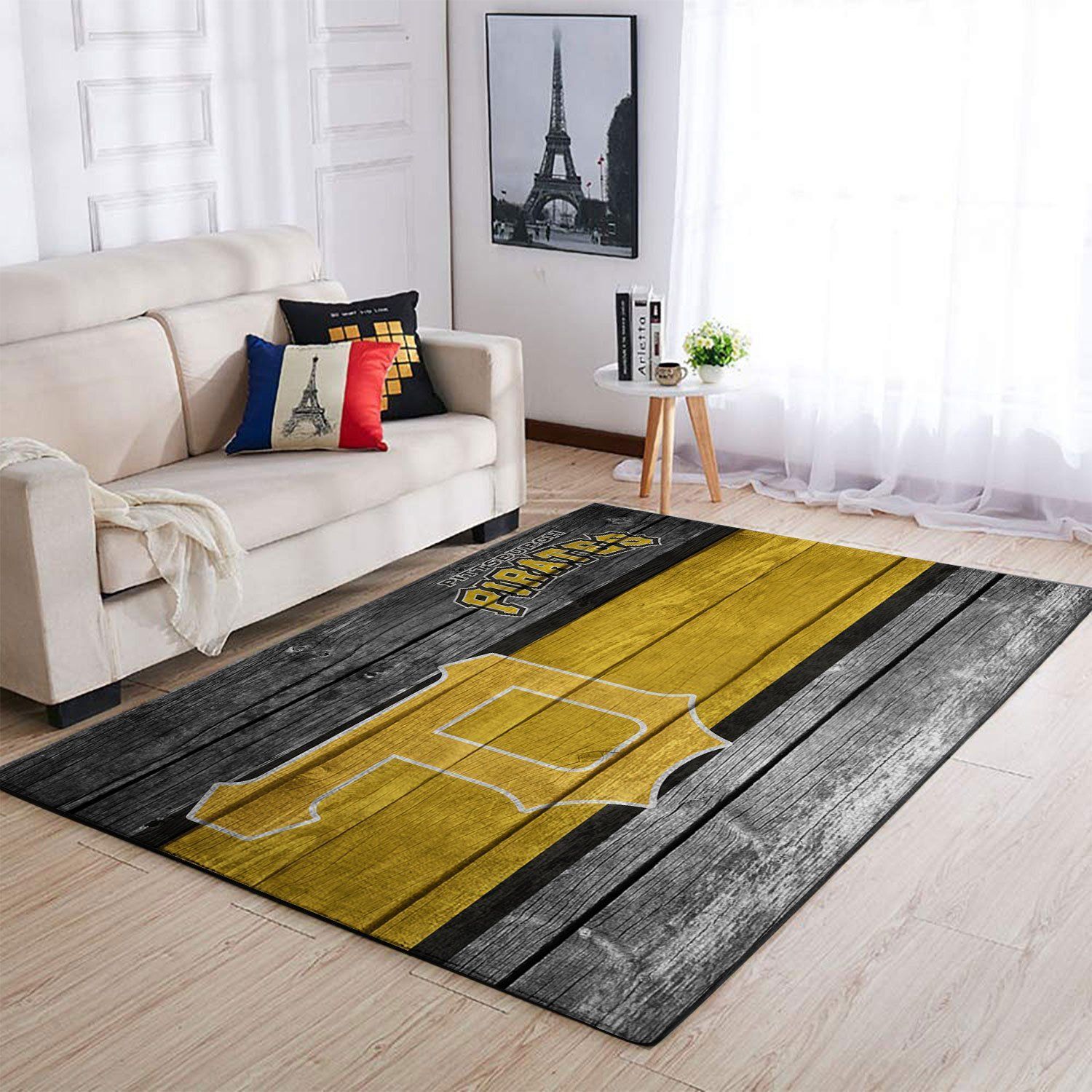 Pittsburgh Pirates Mlb Team Logo Wooden Style Style Nice Gift Home Decor Rectangle Area Rug - Indoor Outdoor Rugs