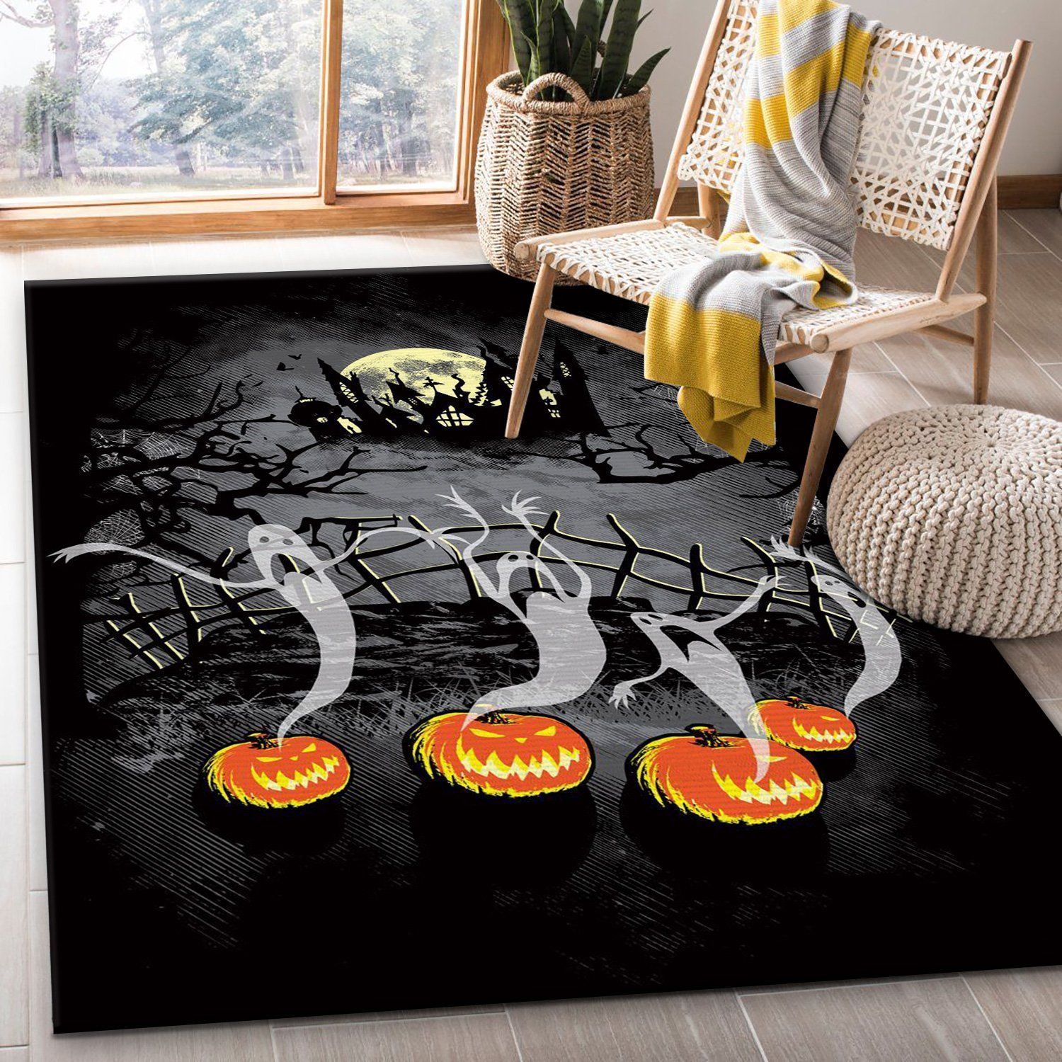 Ghosts Of Halloween Area Rug Carpet, Gift for fans, Home Decor Floor Decor - Indoor Outdoor Rugs