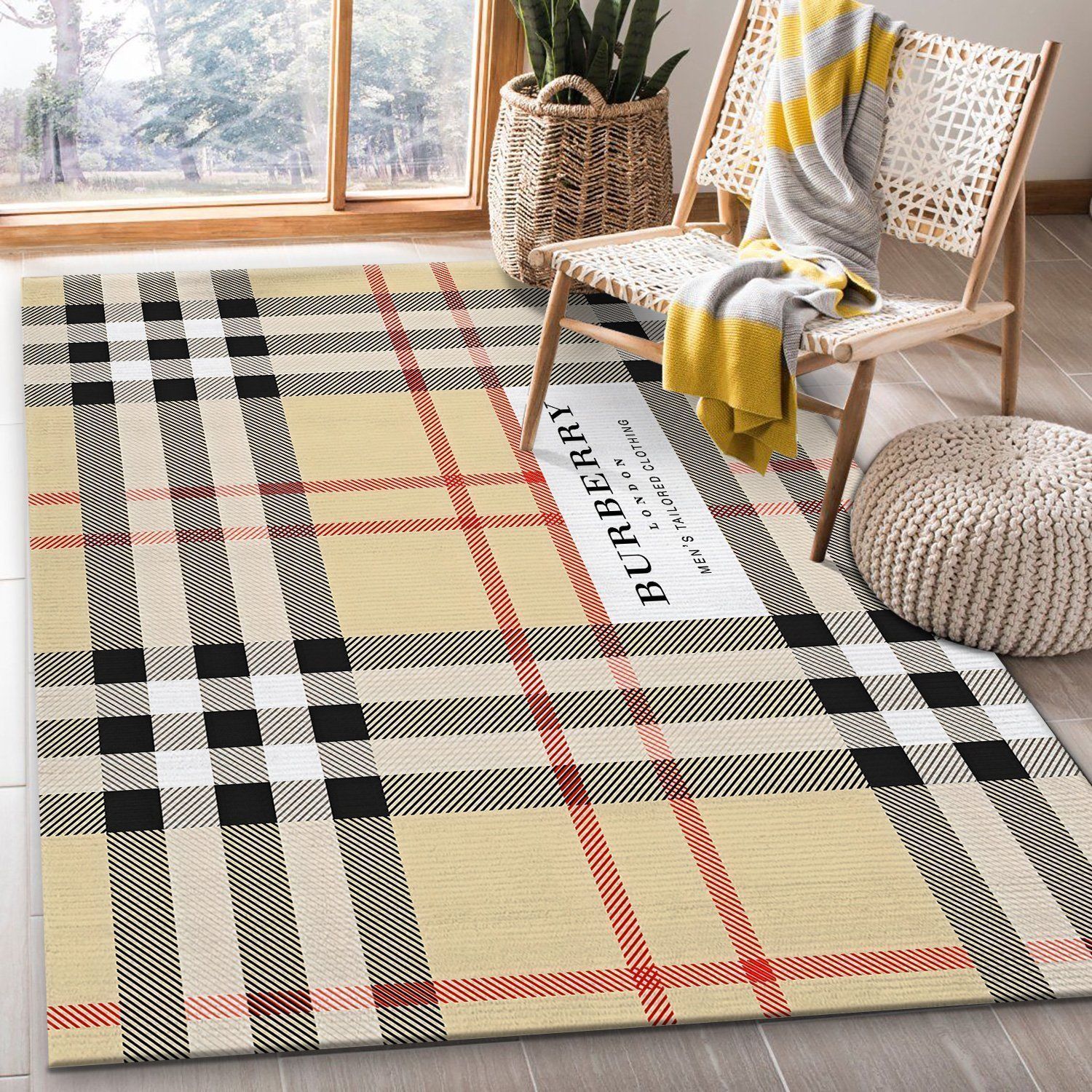 Burberry Logo Area Rugs Living Room Carpet Brands Fashion Floor Decor The US Decor - Indoor Outdoor Rugs