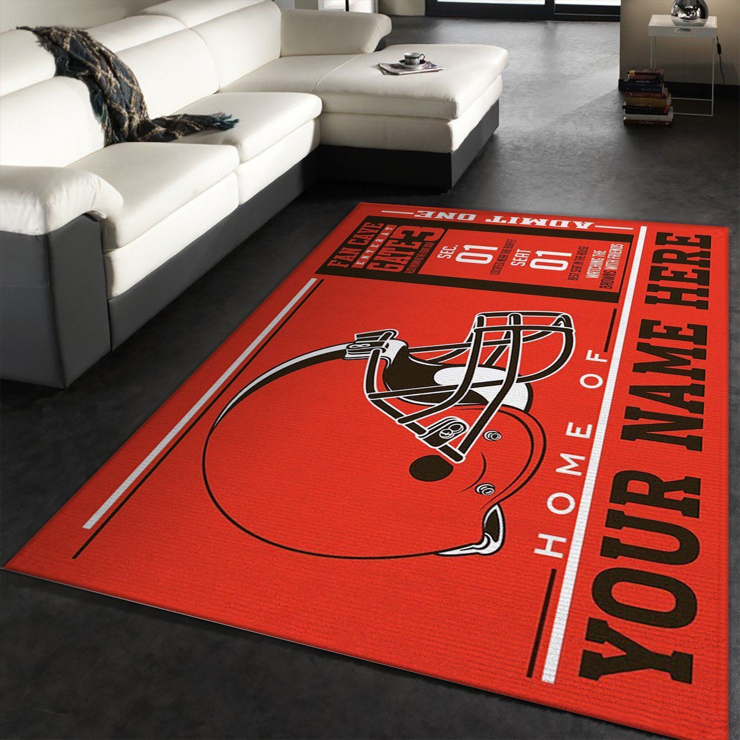 Customizable Cleveland Browns Wincraft Personalized NFL Team Logos Area Rug, Bedroom, Family Gift US Decor - Indoor Outdoor Rugs