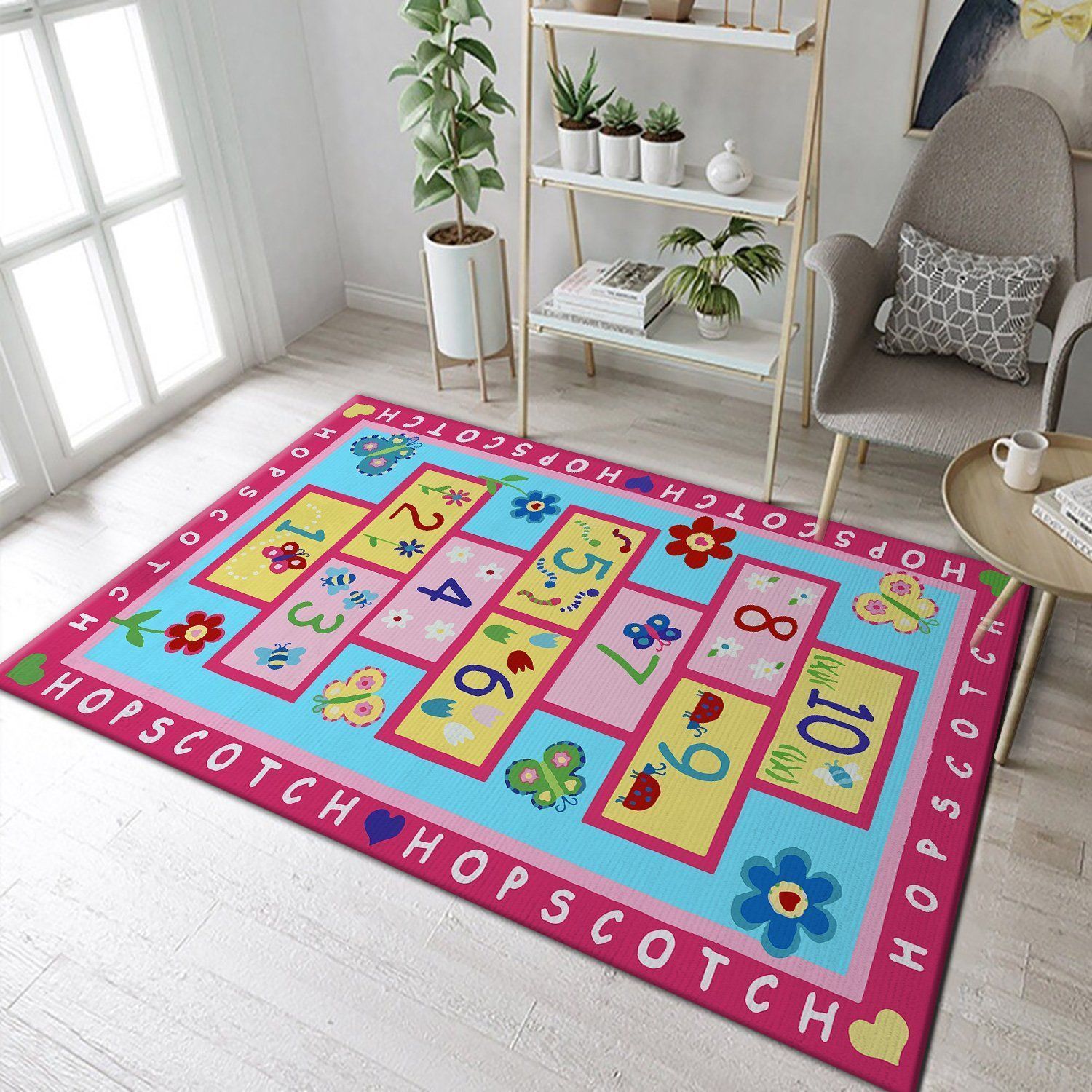 Hopscotch Game Living Room Area Carpet Living Room Rugs The US Decor - Indoor Outdoor Rugs