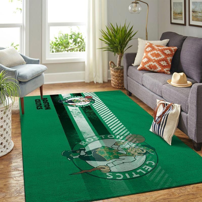 Boston Celtics Nba Team Logo Rug Room Carpet Custom Area Floor Home Decor - Indoor Outdoor Rugs