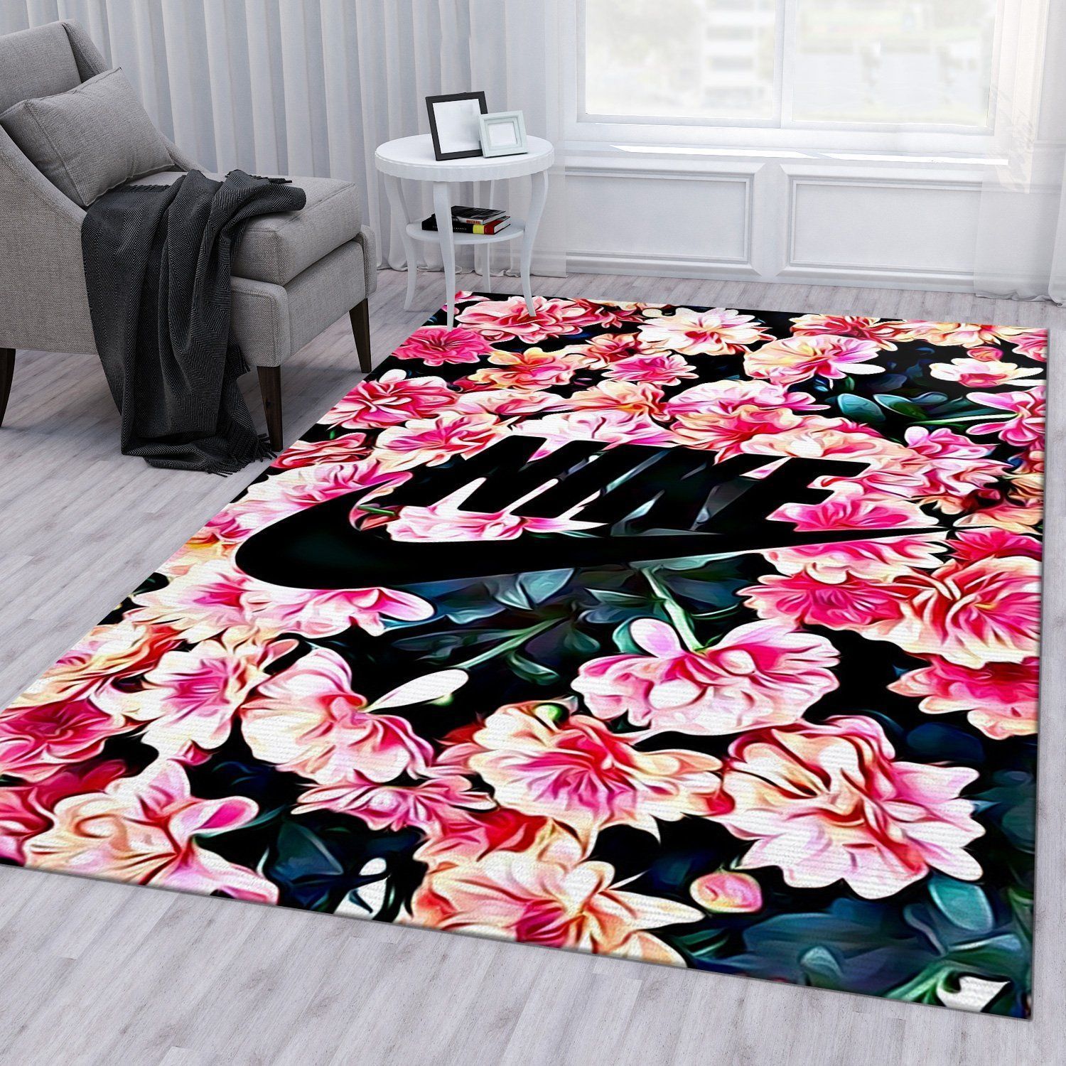 Nike Flower V5 Area Rug For Gift Bedroom Rug Home US Decor - Indoor Outdoor Rugs