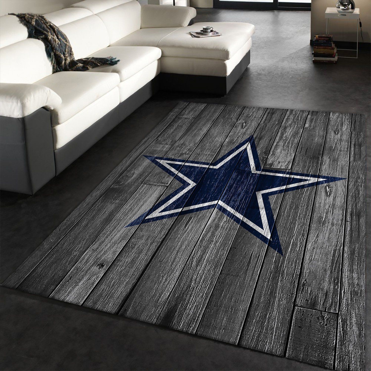 Dallas Cowboys NFL Team Logo Grey Wooden Style Style Nice Gift Home Decor Rectangle Area Rug - Indoor Outdoor Rugs