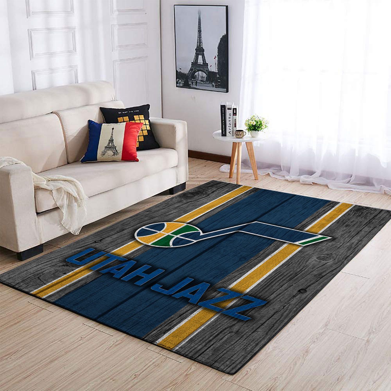 Utah Jazz Nba Team Logo Wooden Style Nice Gift Home Decor Rectangle Area Rug - Indoor Outdoor Rugs