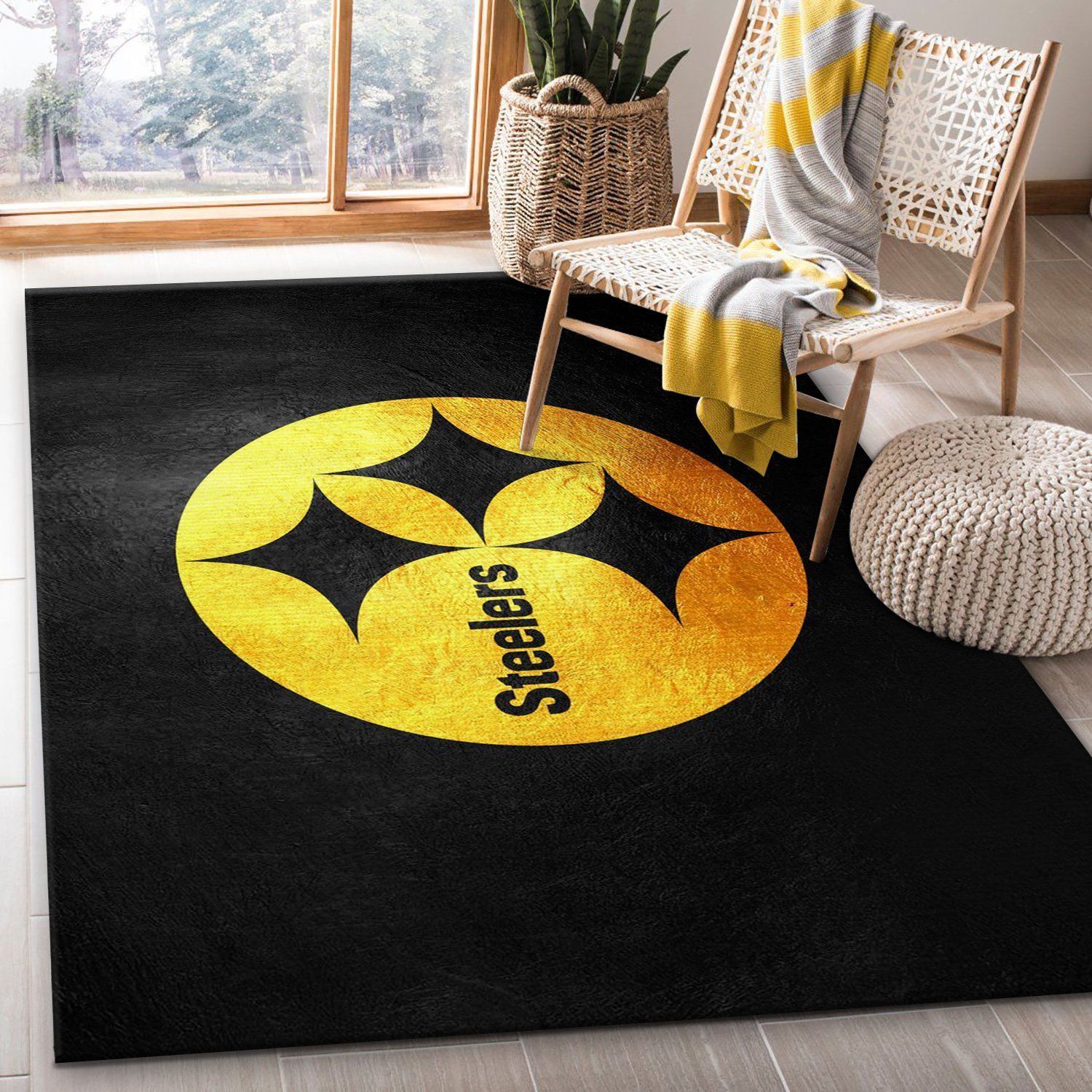 Pittsburgh Steelers NFL Team Logos Area Rug, Kitchen Rug, US Gift Decor - Indoor Outdoor Rugs