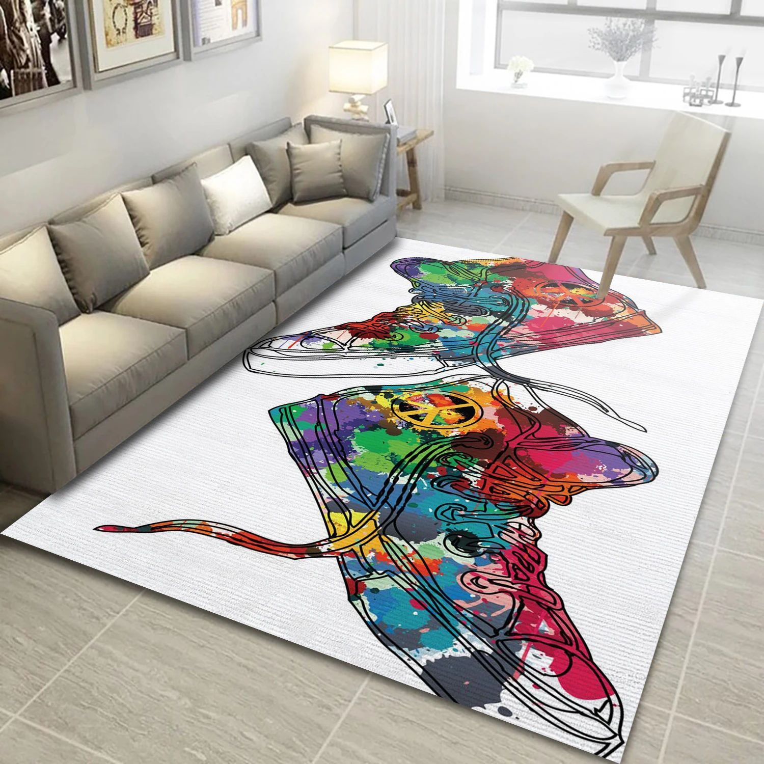 Sneakers Fashion Brand Area Rug, Living Room Rug - US Gift Decor - Indoor Outdoor Rugs