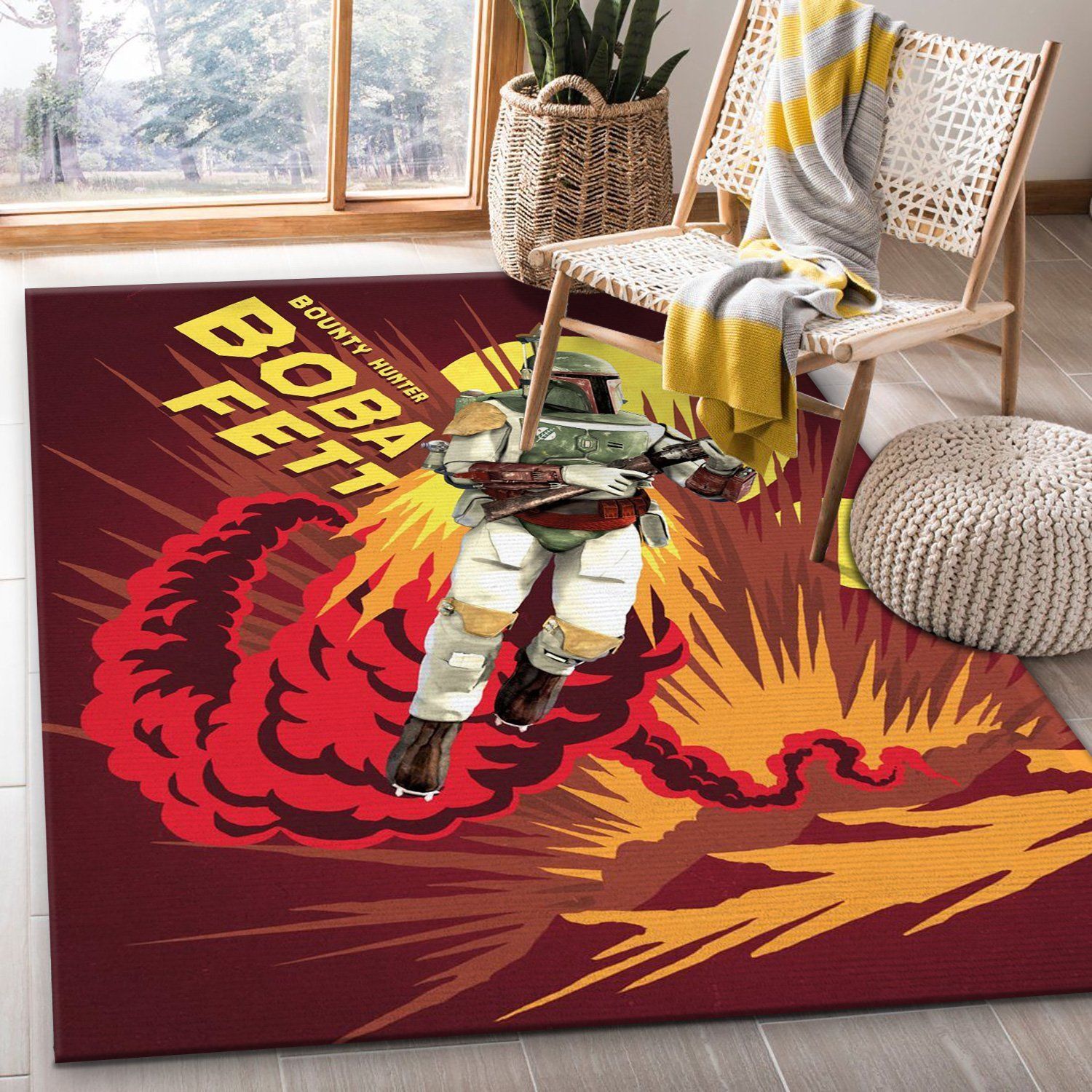 Boba Fett Rug Star Wars Funky Explosions Home US Decor - Indoor Outdoor Rugs