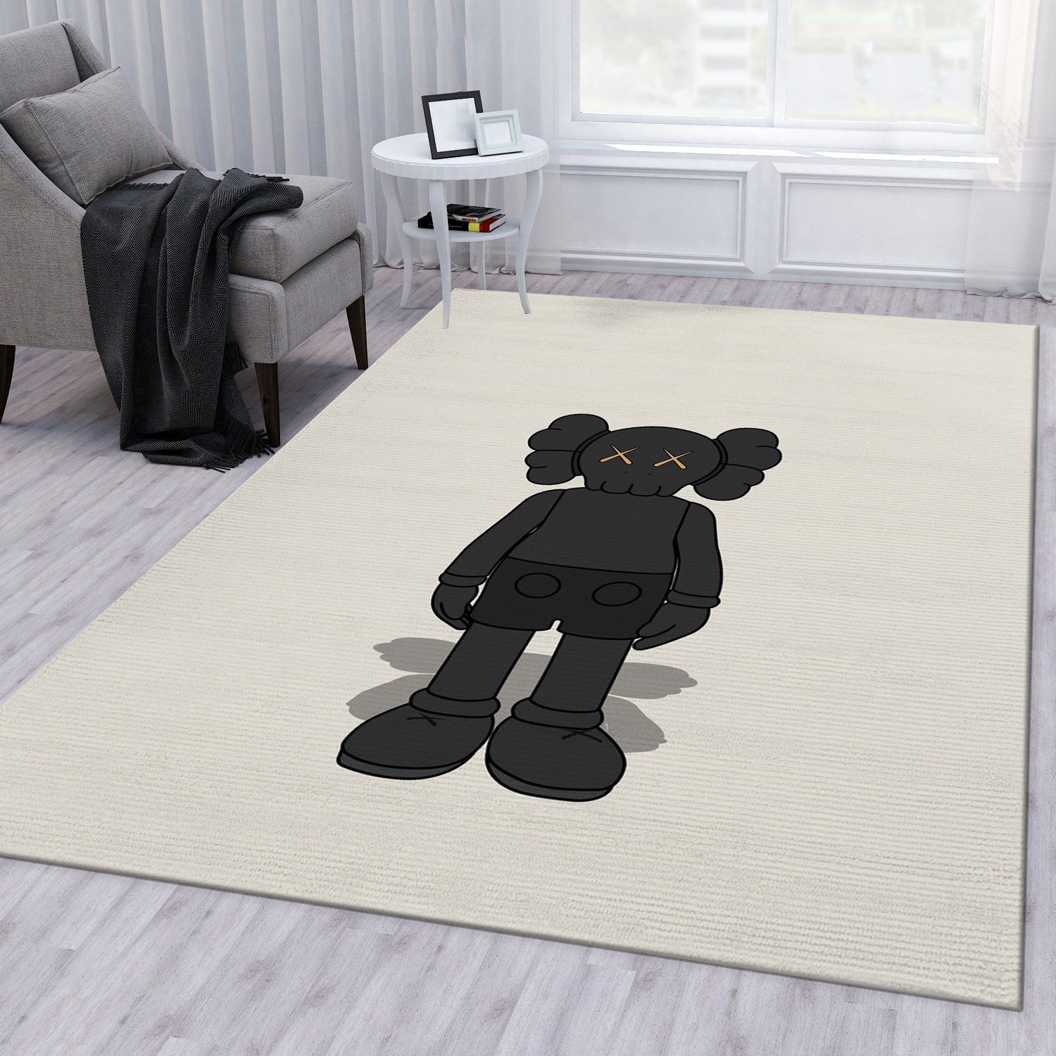 Kaws Standing Black Rug Living Room Rug Family Gift US Decor - Indoor Outdoor Rugs