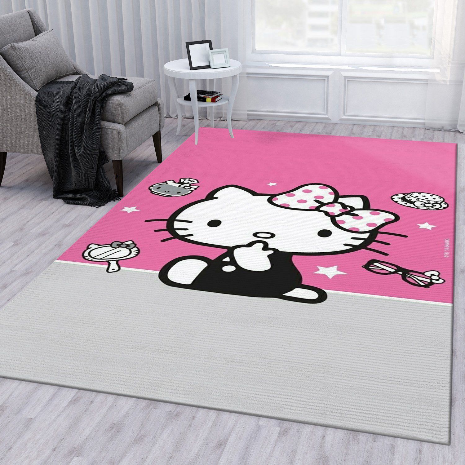 Hello Kitty Pink Area Rug For Christmas Bedroom Rug Home US Decor - Indoor Outdoor Rugs