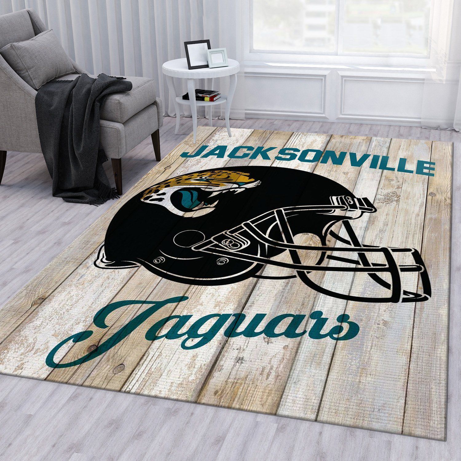 Jacksonville Jaguars Wood Nfl Football Team Area Rug For Gift Living Room Rug Home US Decor - Indoor Outdoor Rugs