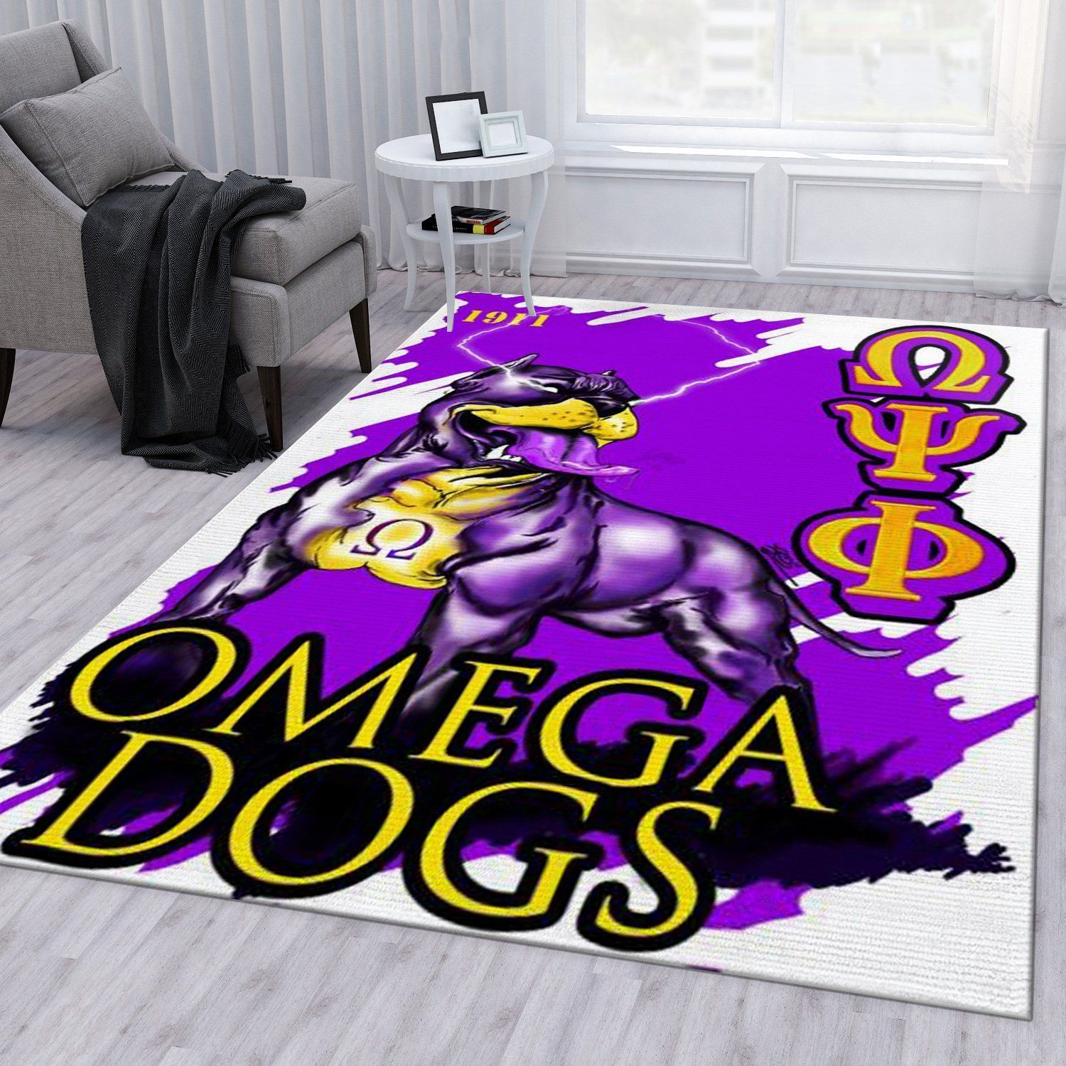 Omega Psi Phi Icon Rug Living Room Rug US Gift Decor - Indoor Outdoor Rugs