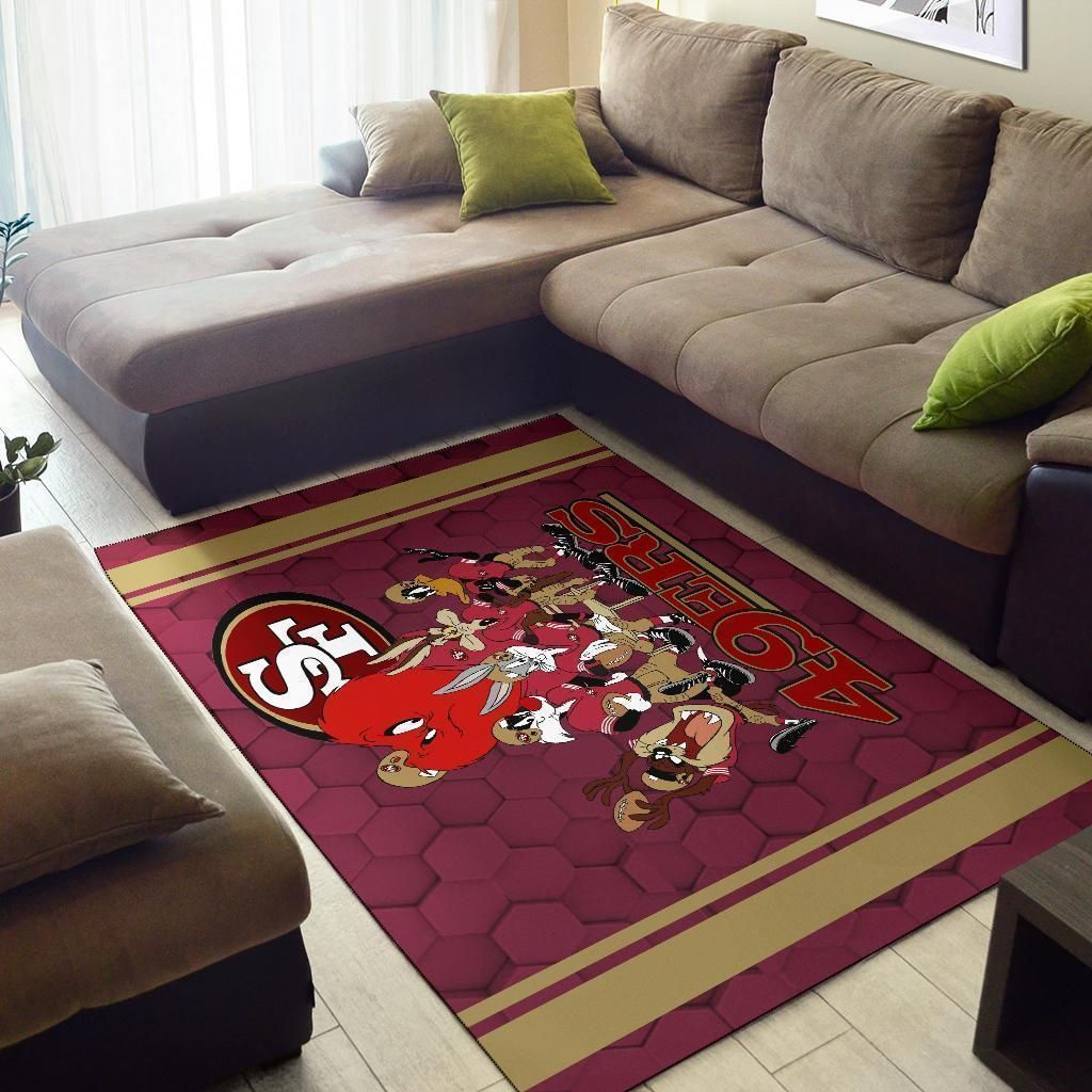 Looney Tunes 49ers Team Football Carpet Fan Gift Idea - Indoor Outdoor Rugs