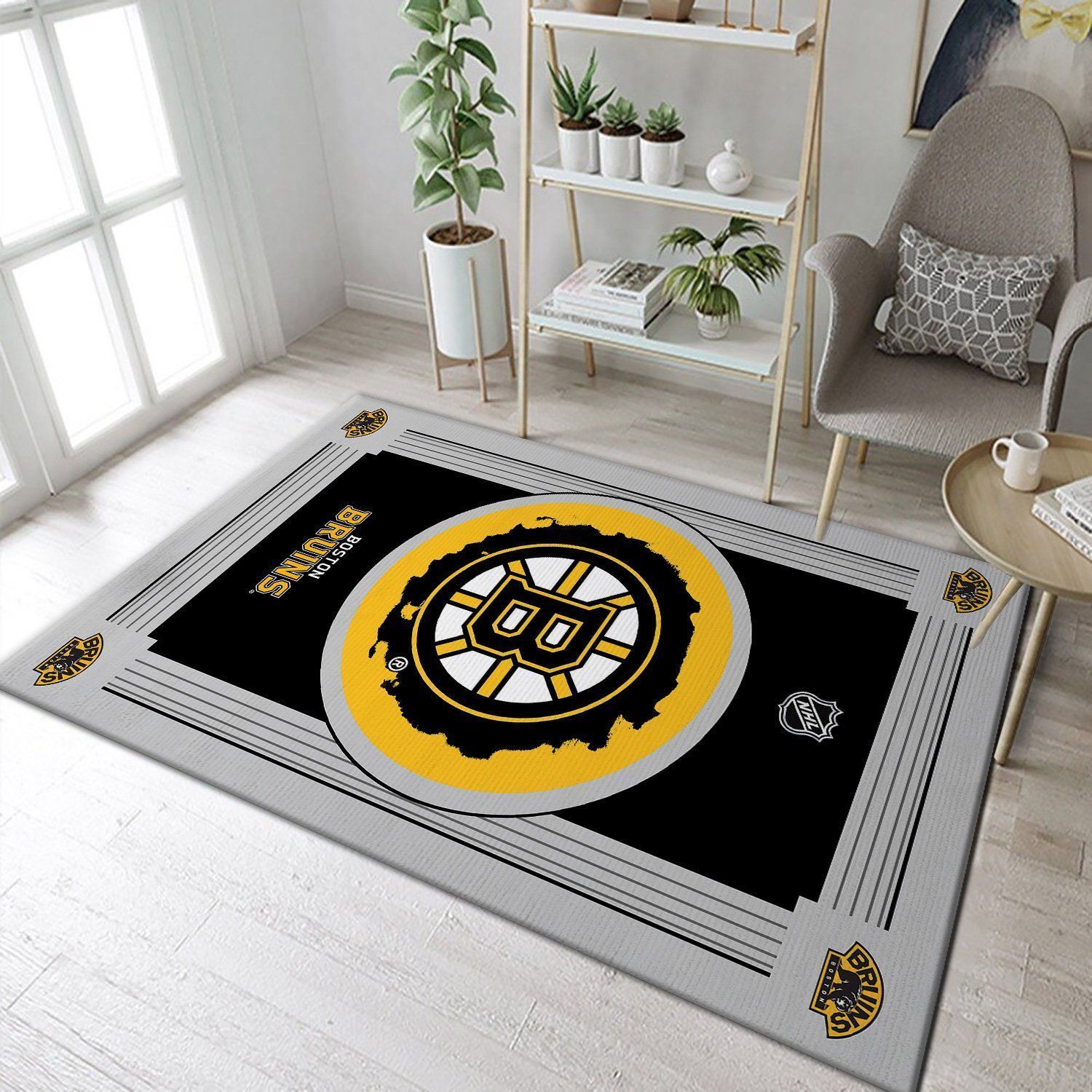 Boston Bruins Nhl Ice Hockey Team Area Rugs Living Room Carpet Floor Decor - Indoor Outdoor Rugs