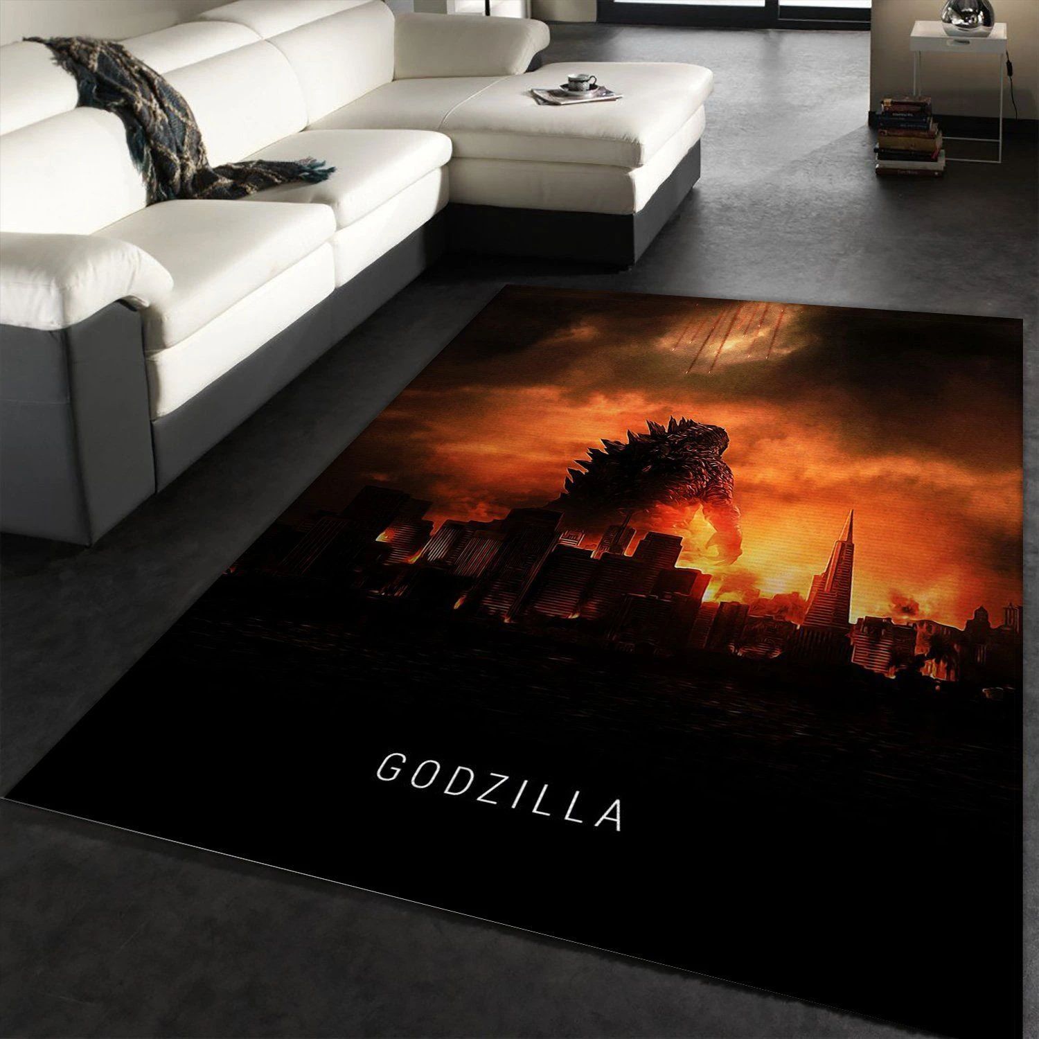 Godzilla Area Rug Art Painting Movie Rugs Family Gift US Decor - Indoor Outdoor Rugs