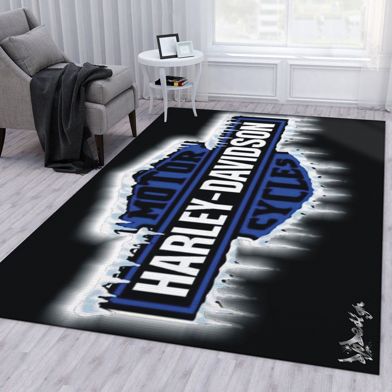 Harley Davidson Ver8 Rug Living Room Rug Home US Decor - Indoor Outdoor Rugs