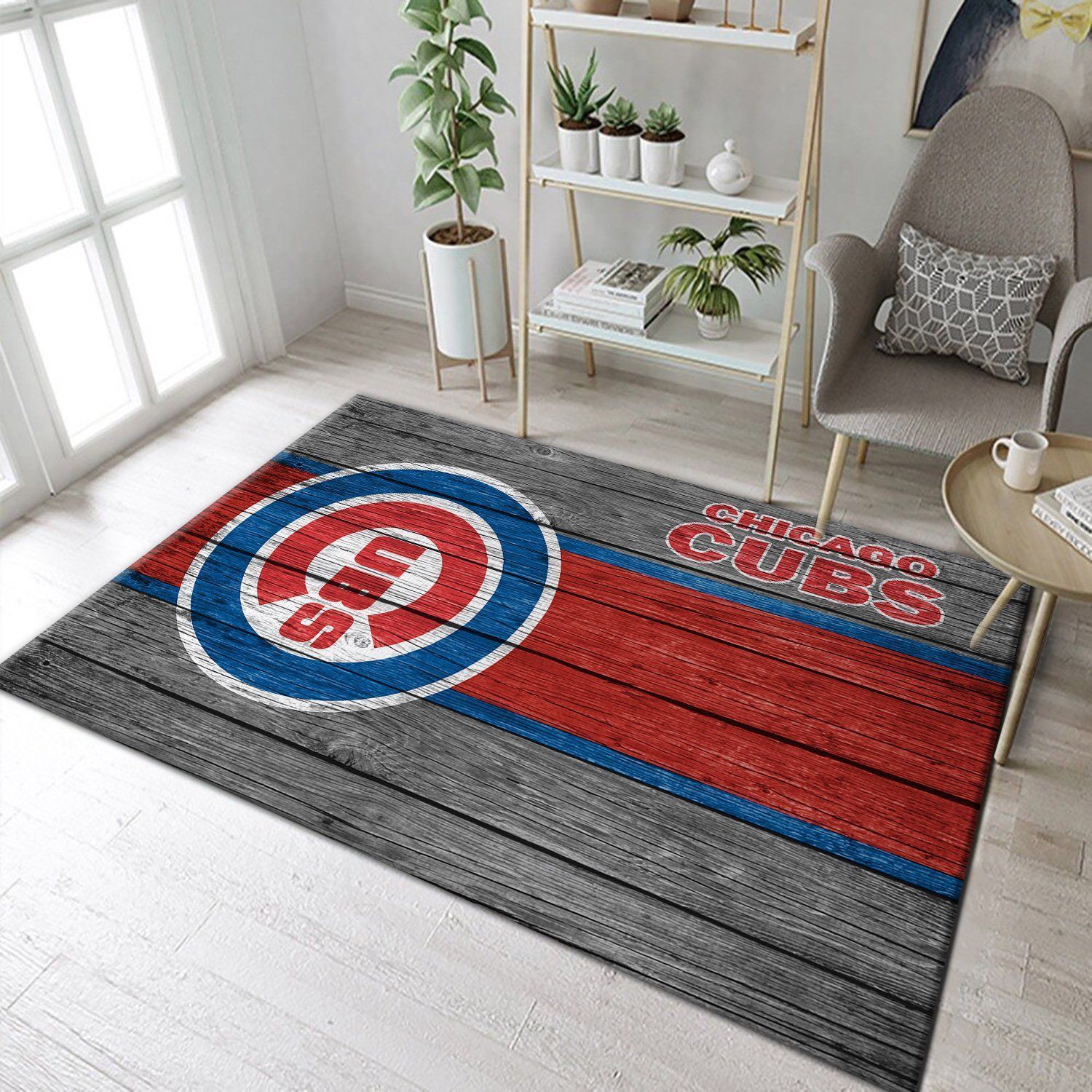 Chicago Cubs MLB Team Logo Wooden Style Style Nice Gift Home Decor Rectangle Area Rug - Indoor Outdoor Rugs