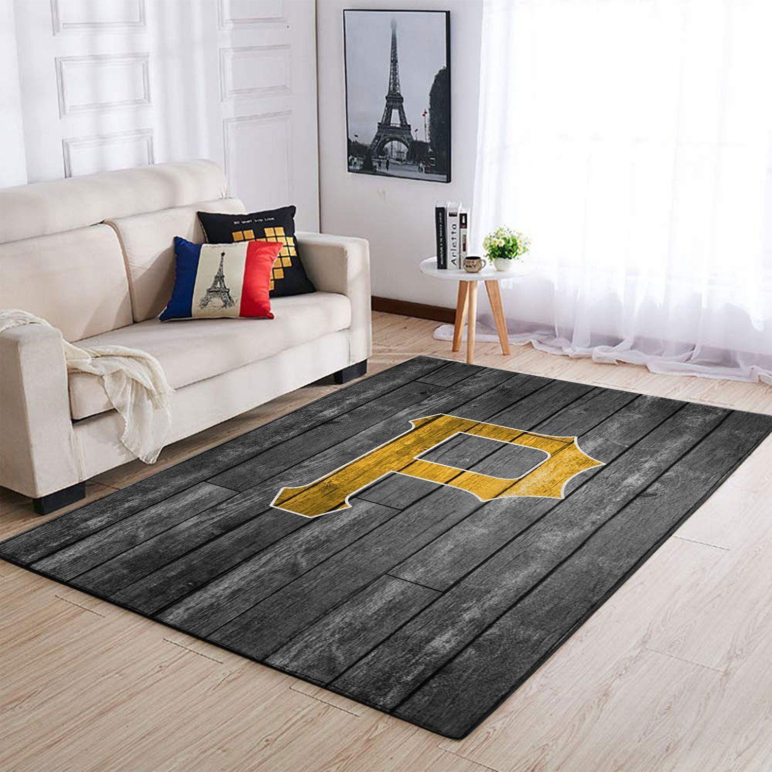 Pittsburgh Pirates Mlb Team Logo Grey Wooden Style Style Nice Gift Home Decor Rectangle Area Rug - Indoor Outdoor Rugs