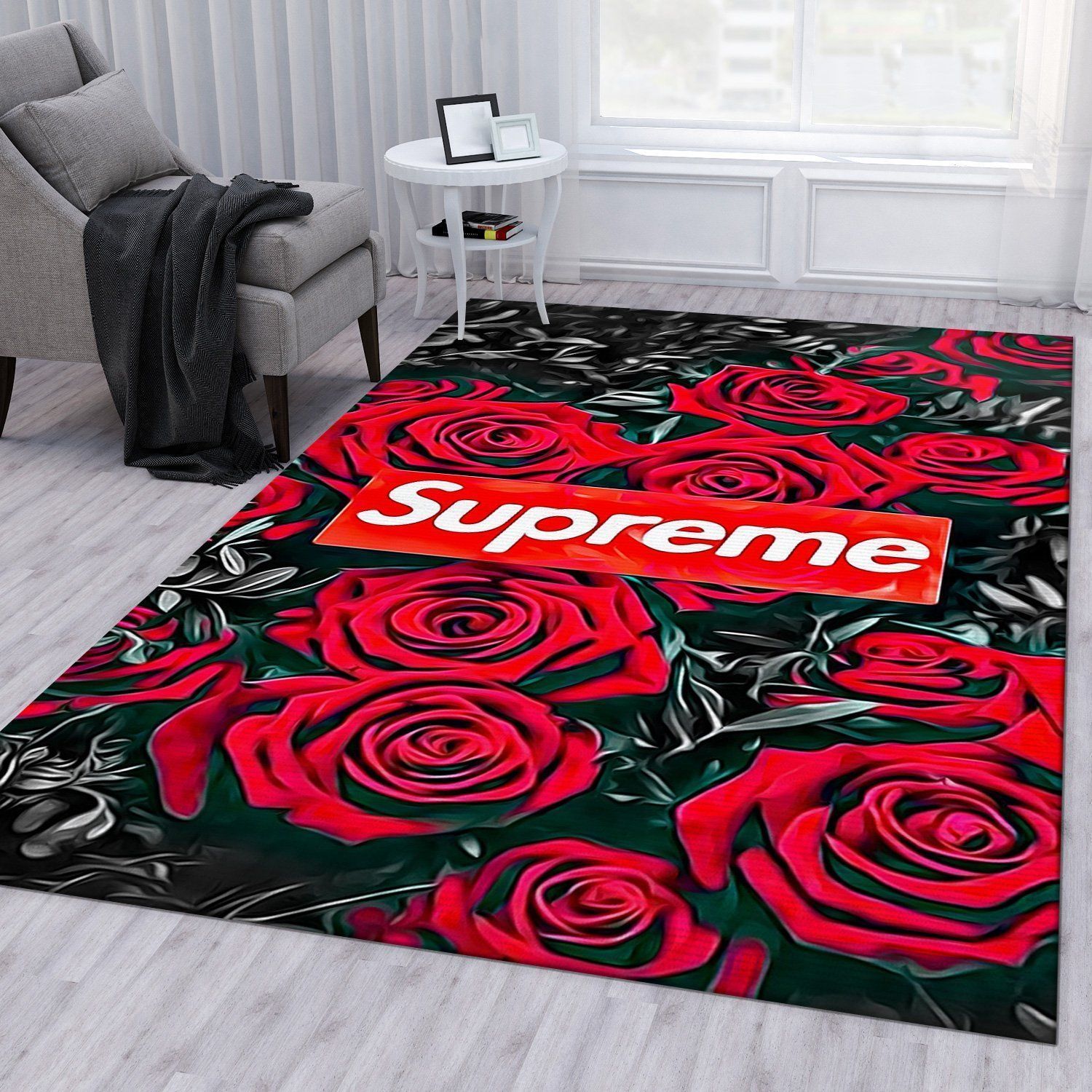 Supreme Rose V1 Fashion Brand Rug Bedroom Rug Home US Decor - Indoor Outdoor Rugs