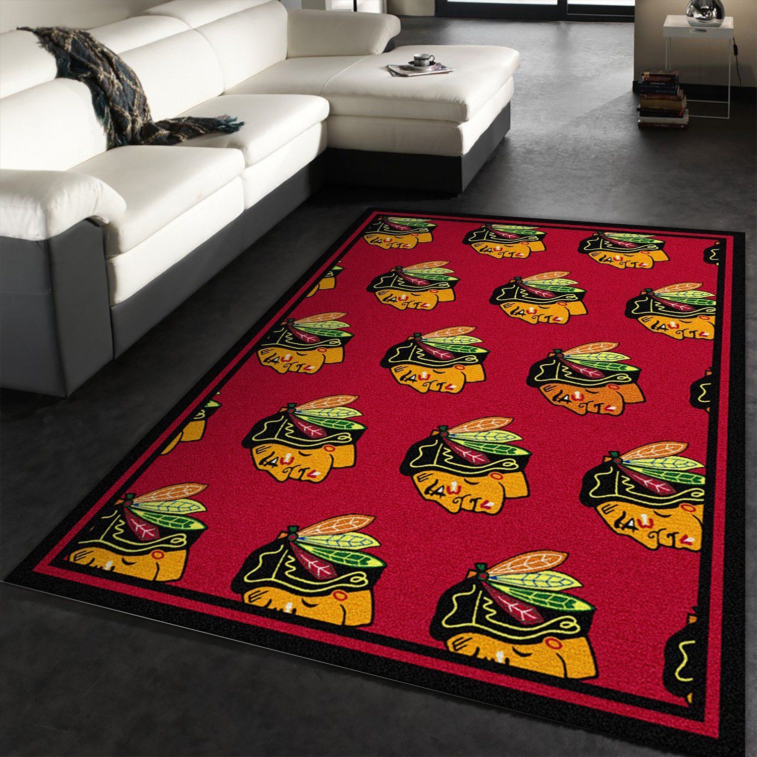 Nhl Repeat Chicago Blackhawks Team Logo Area Rug, Kitchen Rug, Family Gift US Decor - Indoor Outdoor Rugs