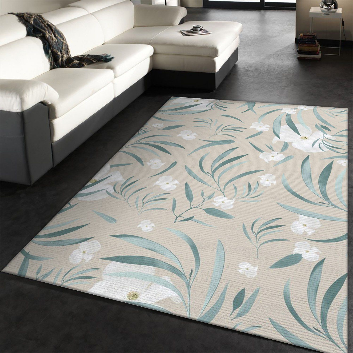 Eucalyptus Flower Pattern Area Rug, Living Room Rug, Home US Decor - Indoor Outdoor Rugs