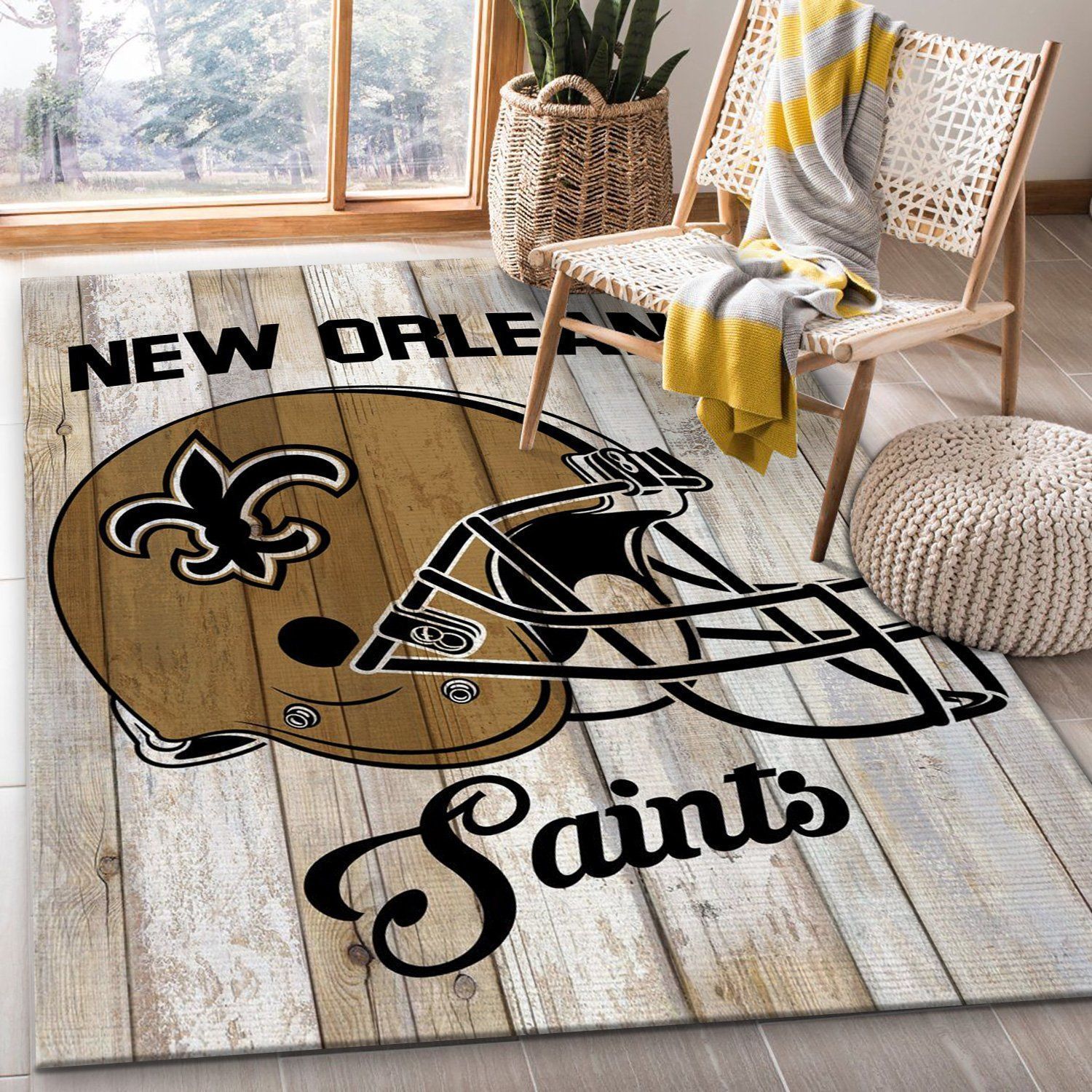 New Orleans Saints Helmet Nfl Football Team Area Rug For Gift Living Room Rug Home US Decor - Indoor Outdoor Rugs