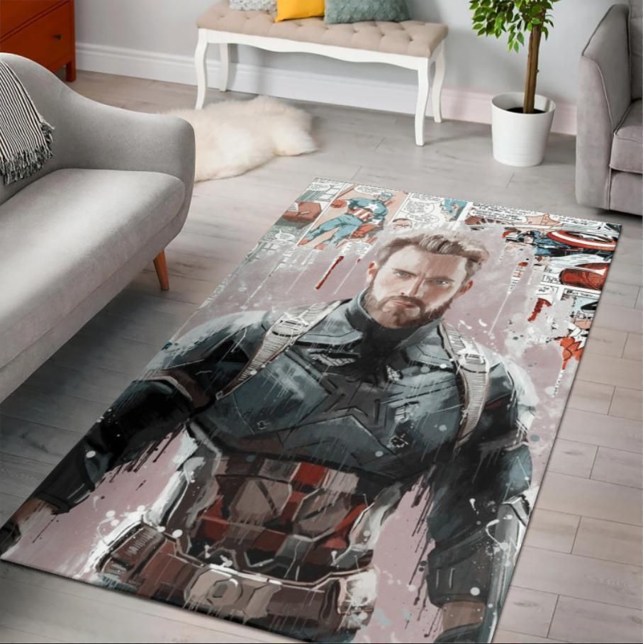 Marvel Captain America Area Rug Rugs For Living Room Rug Home Decor - Indoor Outdoor Rugs