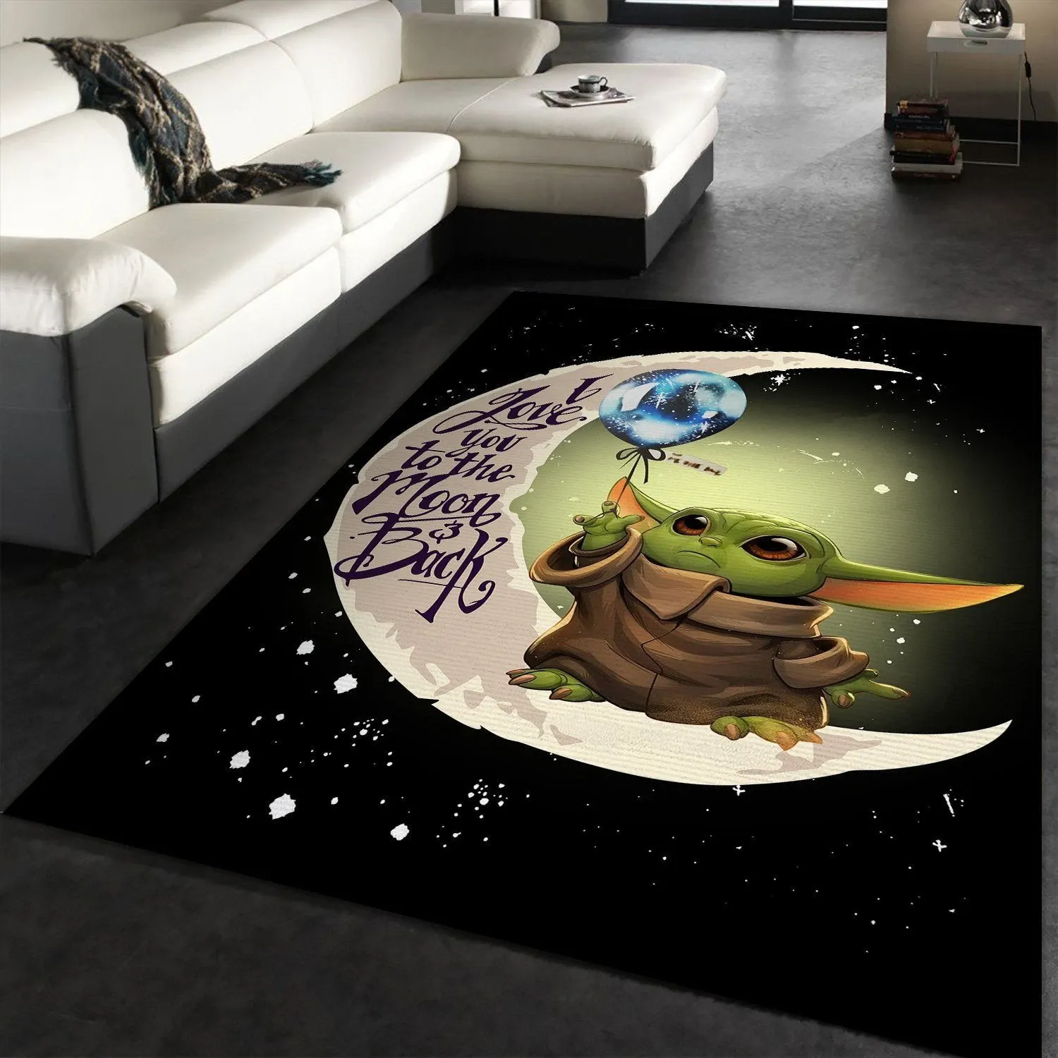 Baby Yoda Moon And Back Carpet Area Rug Home Decor Bedroom Living Room Decor - Indoor Outdoor Rugs