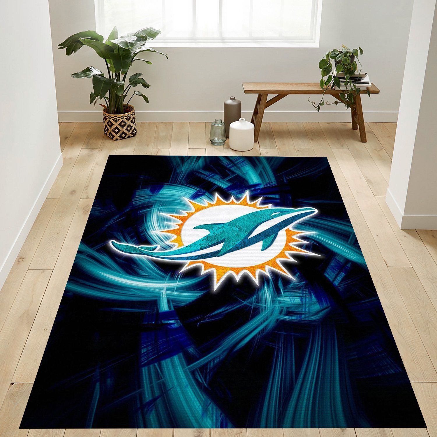 Miami Dolphins Nfl Team Logo Rug Bedroom Rug Home Decor Floor Decor - Indoor Outdoor Rugs