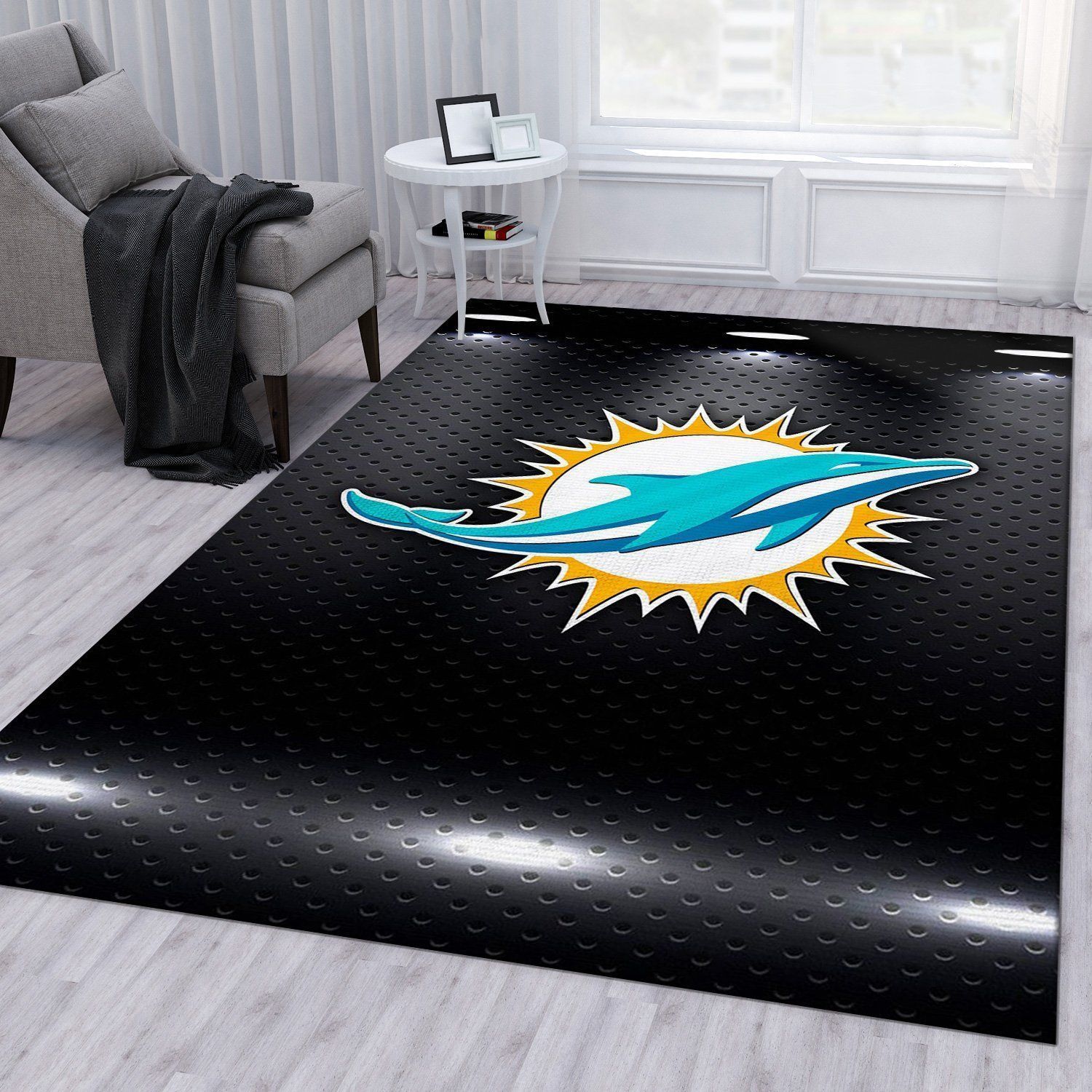 Miami Dolphins Nfl Rug Living Room Rug Home US Decor - Indoor Outdoor Rugs