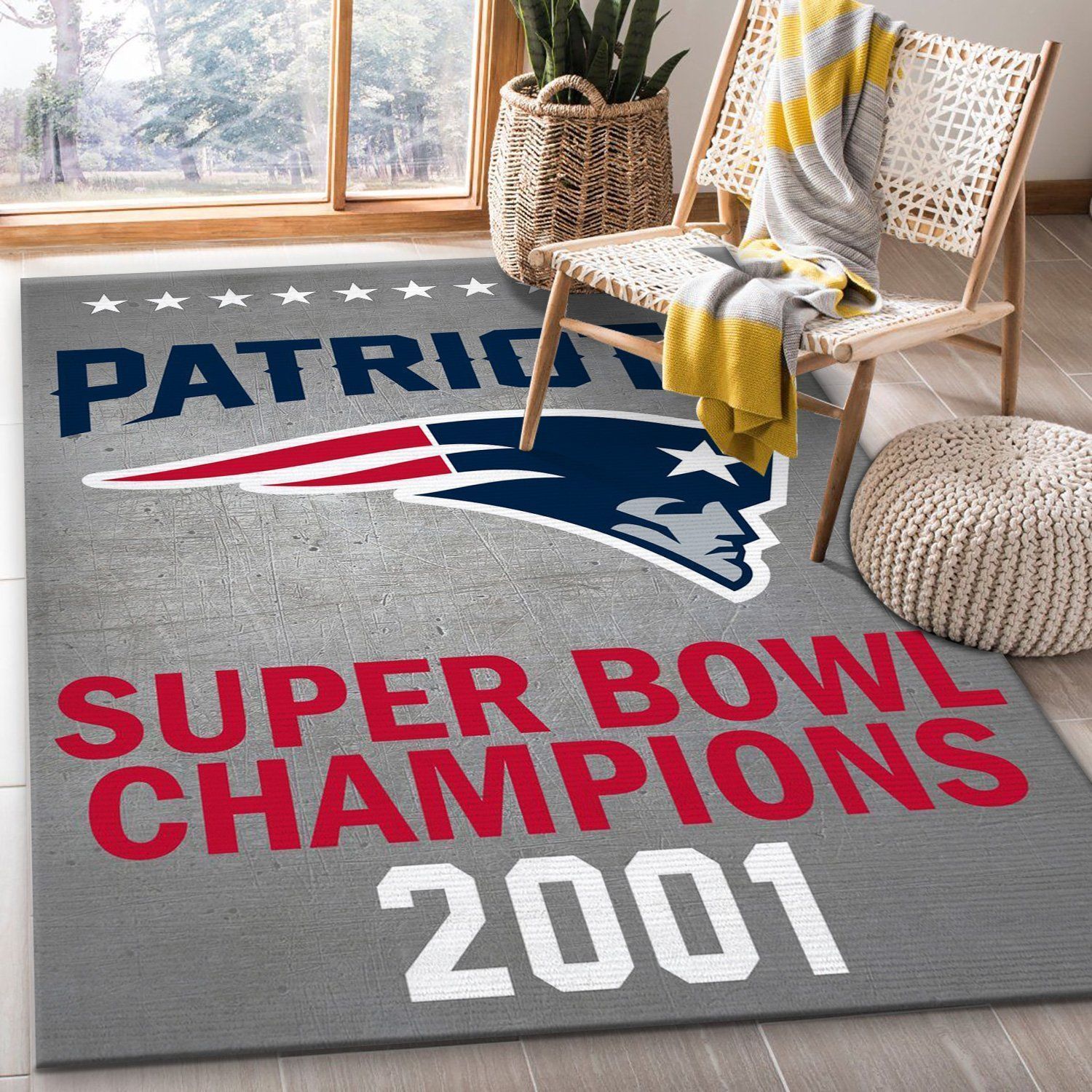 New England Patriots 2001 Nfl Area Rug Living Room Rug US Gift Decor - Indoor Outdoor Rugs