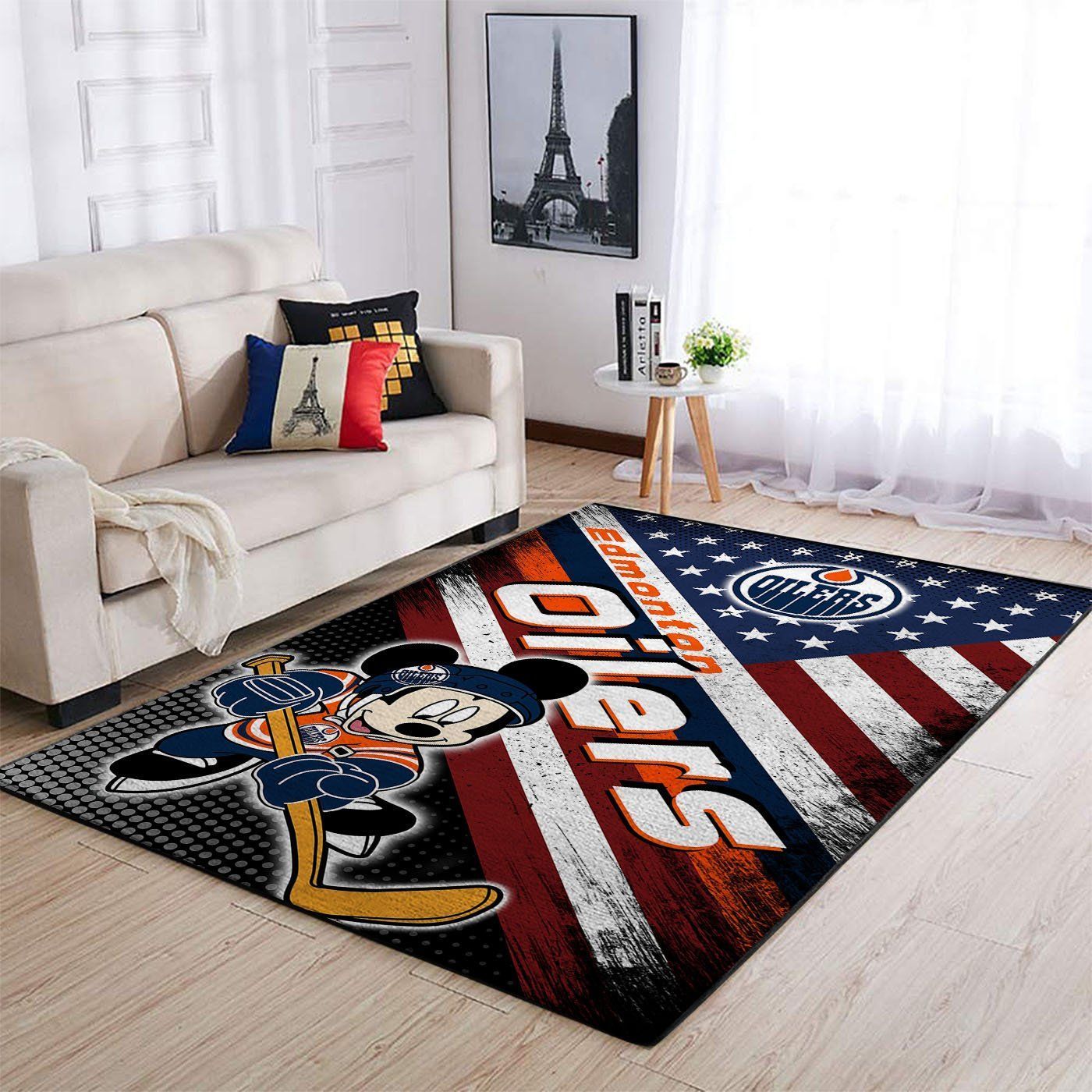 Edmonton Oilers Nhl Team Logo Mickey Us Style Nice Gift Home Decor Rectangle Area Rug - Indoor Outdoor Rugs