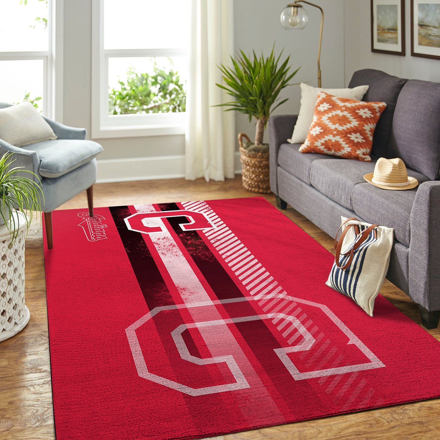 Cleveland Indians Mlb Team Logo Nice Gift Home Decor Rectangle Area Rug - Indoor Outdoor Rugs