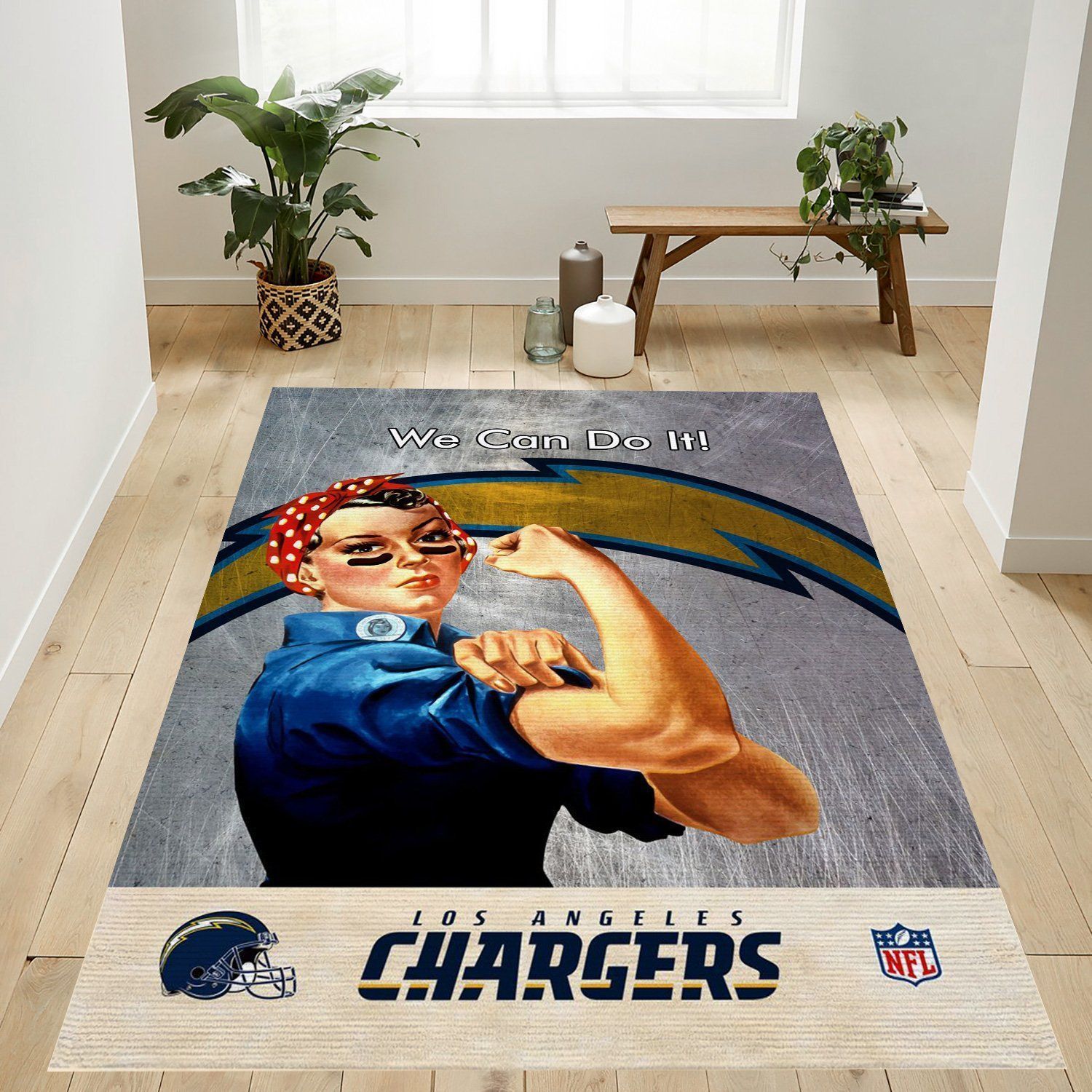 Los Angeles Chargers Bolt Nfl Logo Area Rug For Gift Living Room Rug Christmas Gift US Decor - Indoor Outdoor Rugs