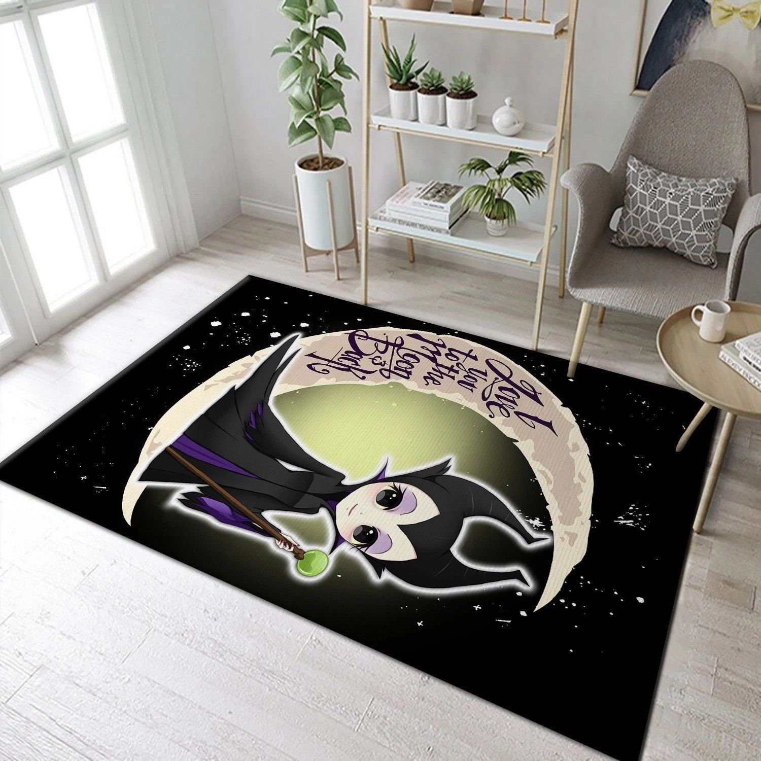 Maleficent Love Moon And Back Carpet Area Rug Home Decor Bedroom Living Room Decor - Indoor Outdoor Rugs