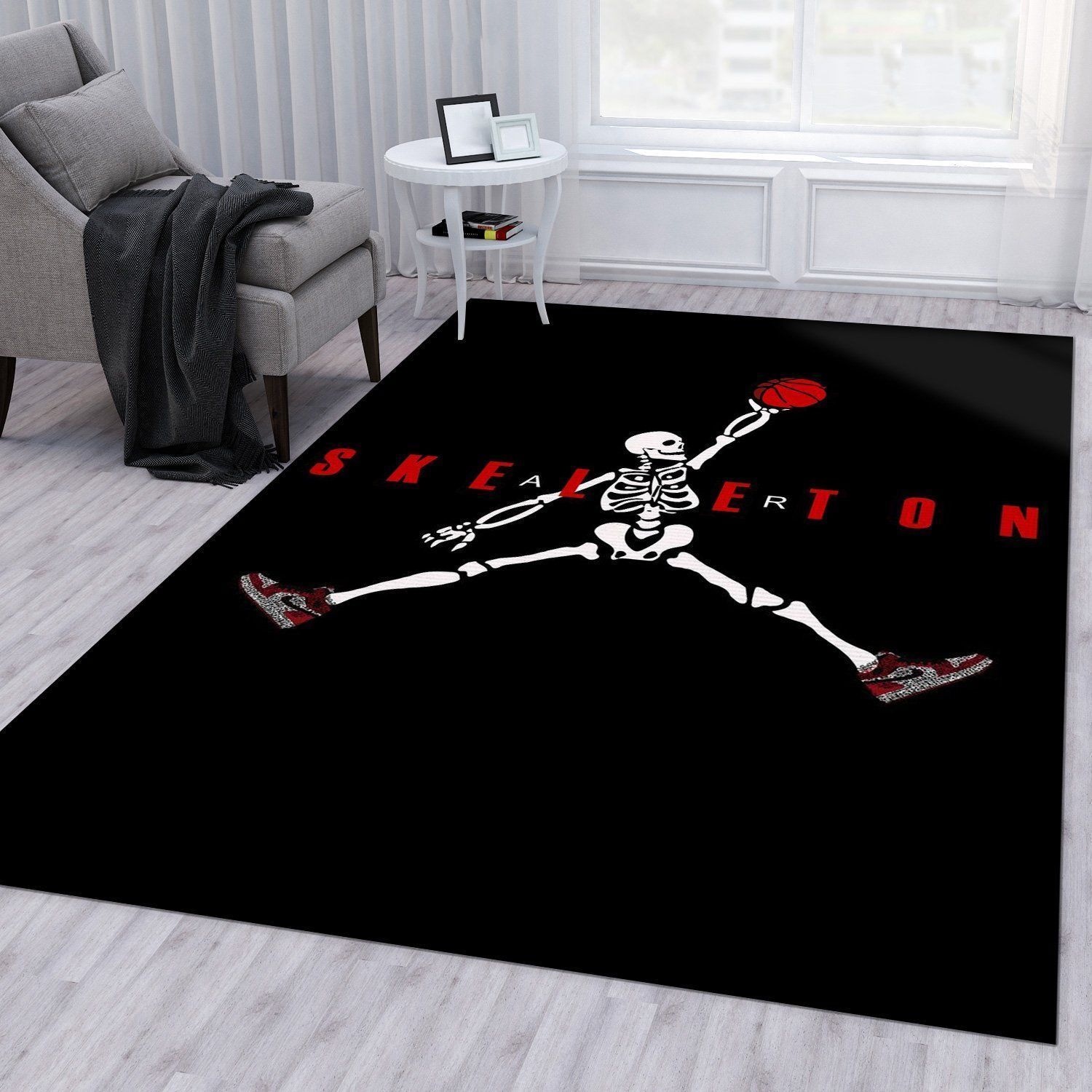 Air Skeleton Jumpman Jordan Area Rug For Christmas Living Room Rug Family Gift US Decor - Indoor Outdoor Rugs