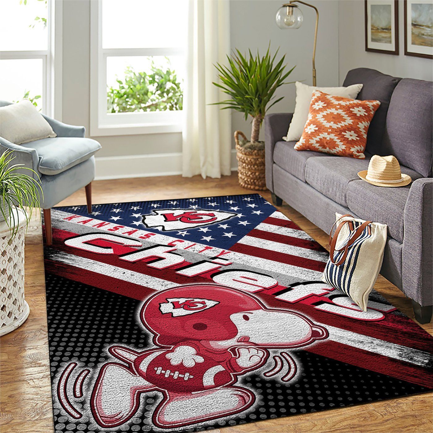 Kansas City Chiefs Nfl Team Logo Snoopy Us Style Nice Gift Home Decor Rectangle Area Rug - Indoor Outdoor Rugs