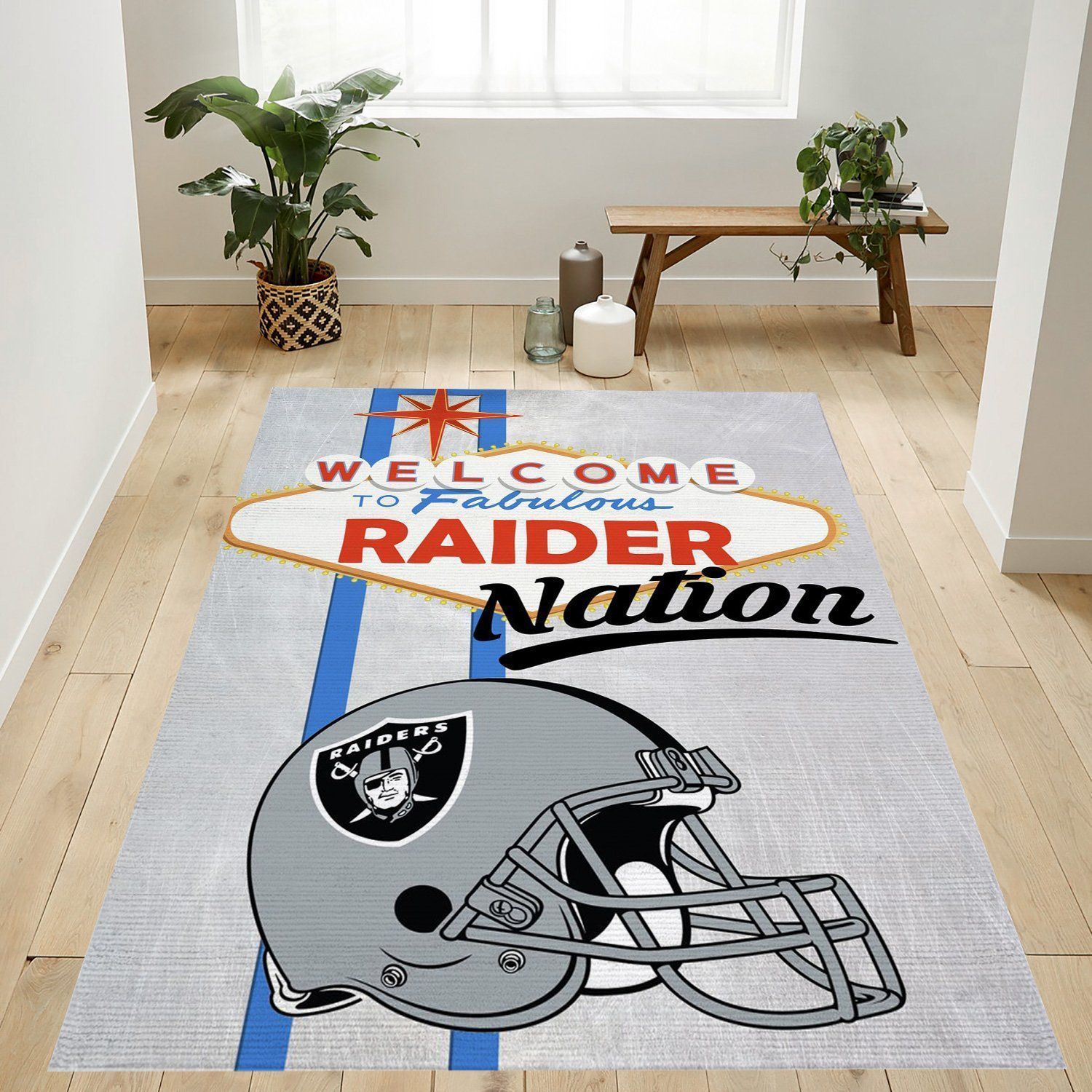 Welcome To Raider Nation Nfl Team Logo Rug Living Room Rug Home US Decor - Indoor Outdoor Rugs