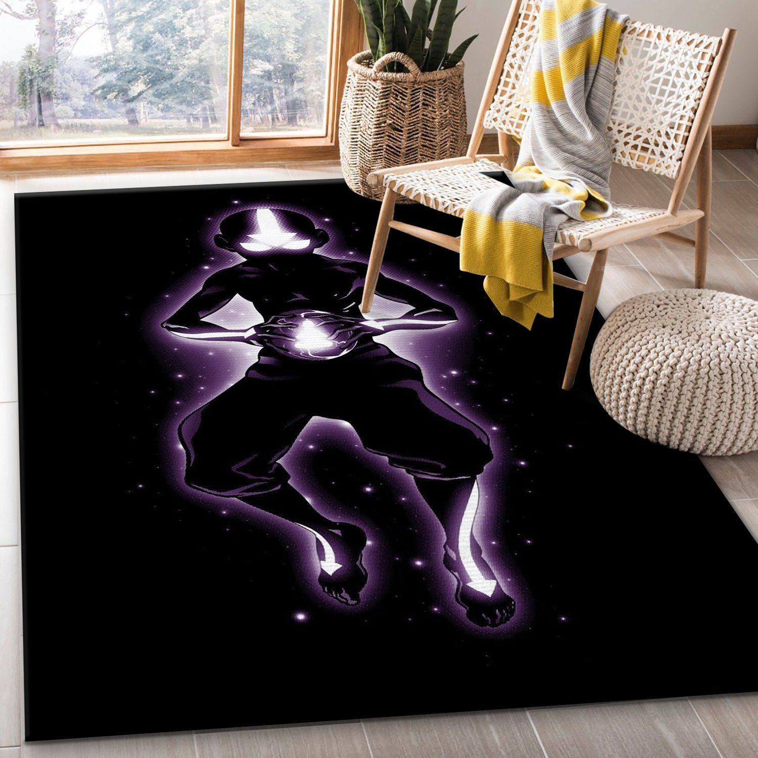 Meditating Avatar Aang Rug Bedroom Rug Home Decor Floor Decor - Indoor Outdoor Rugs