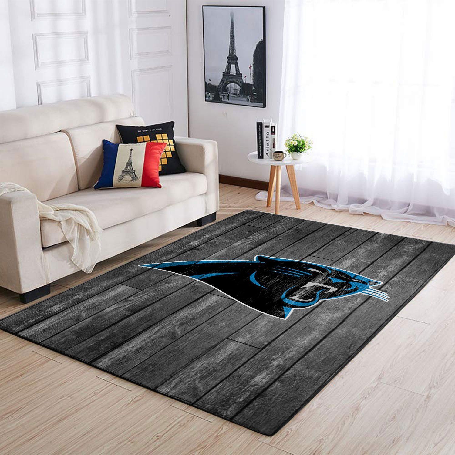 Carolina Panthers Nfl Team Logo Grey Wooden Style Style Nice Gift Home Decor Rectangle Area Rug - Indoor Outdoor Rugs