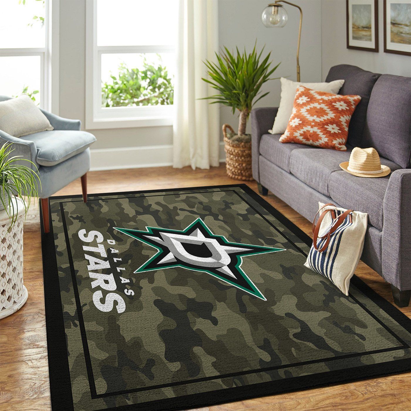 Dallas Stars Nhl Team Logo Camo Style Nice Gift Home Decor Area Rug Rugs For Living Room - Indoor Outdoor Rugs