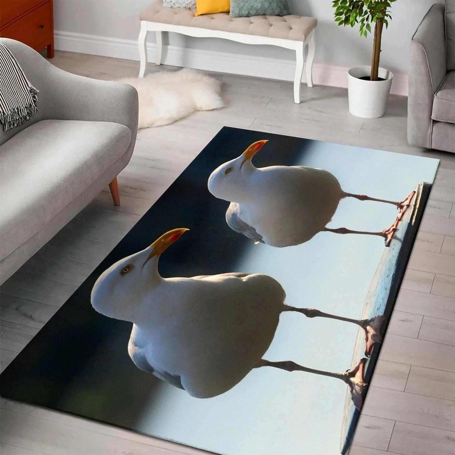 Birds Gull Two Carpet Living Room, Room Decor, Floor Decor Home Decor - Indoor Outdoor Rugs