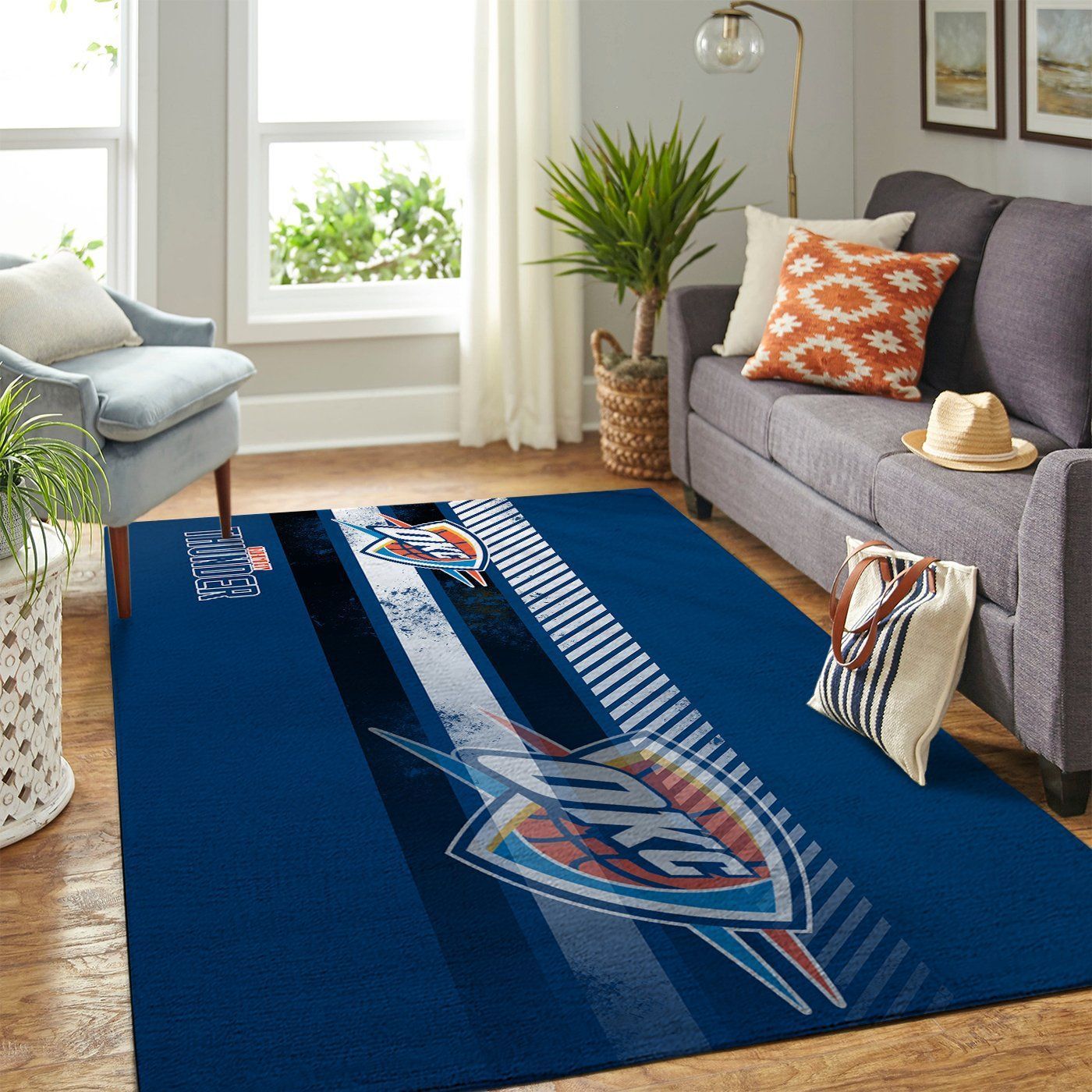 Oklahoma City Thunder Nba Team Logo Nice Gift Home Decor Rectangle Area Rug - Indoor Outdoor Rugs