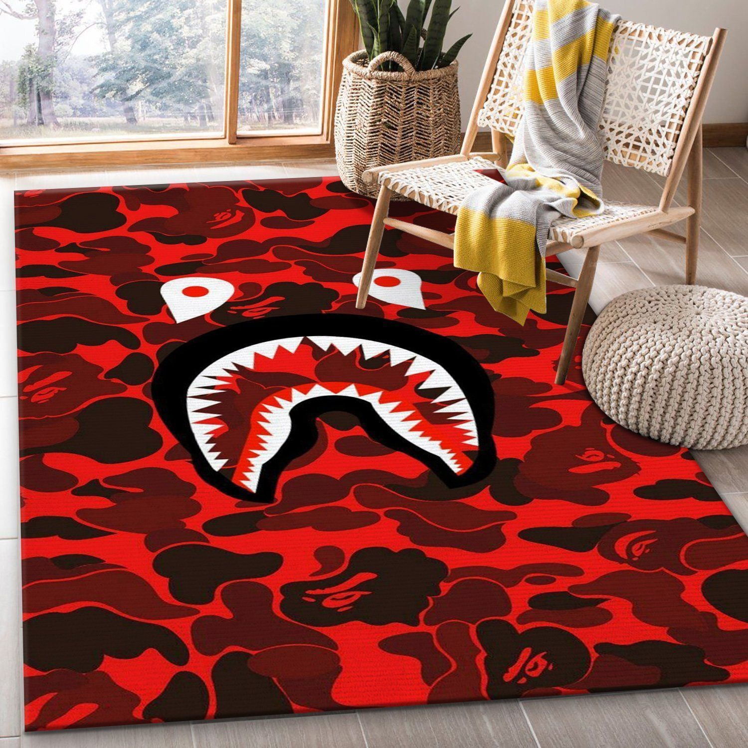 Bape Area Rug For Christmas Fashion Brand Rug Living Room Rug Home Decor Floor Decor - Indoor Outdoor Rugs