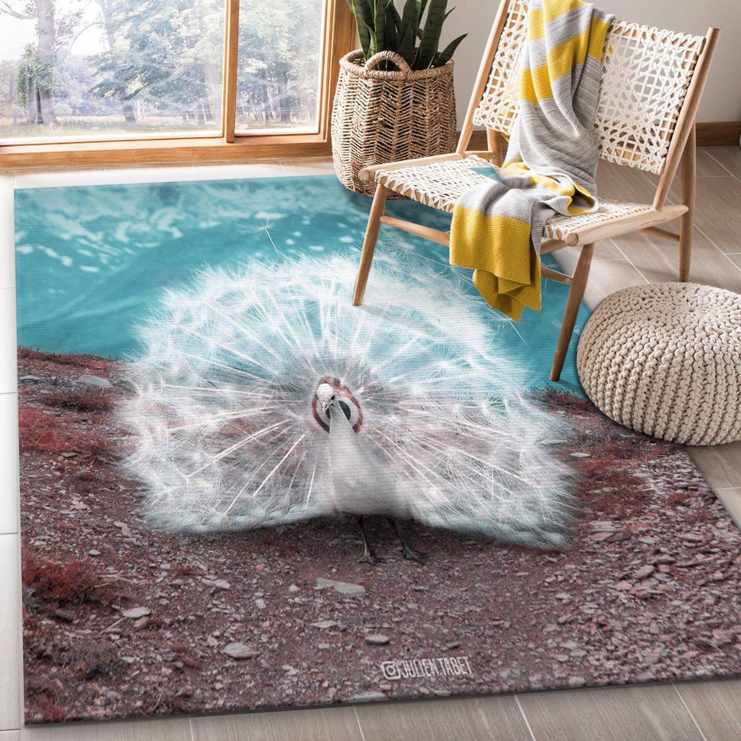 Peacock Area Rug Bedroom Rug Home Decor Floor Decor - Indoor Outdoor Rugs