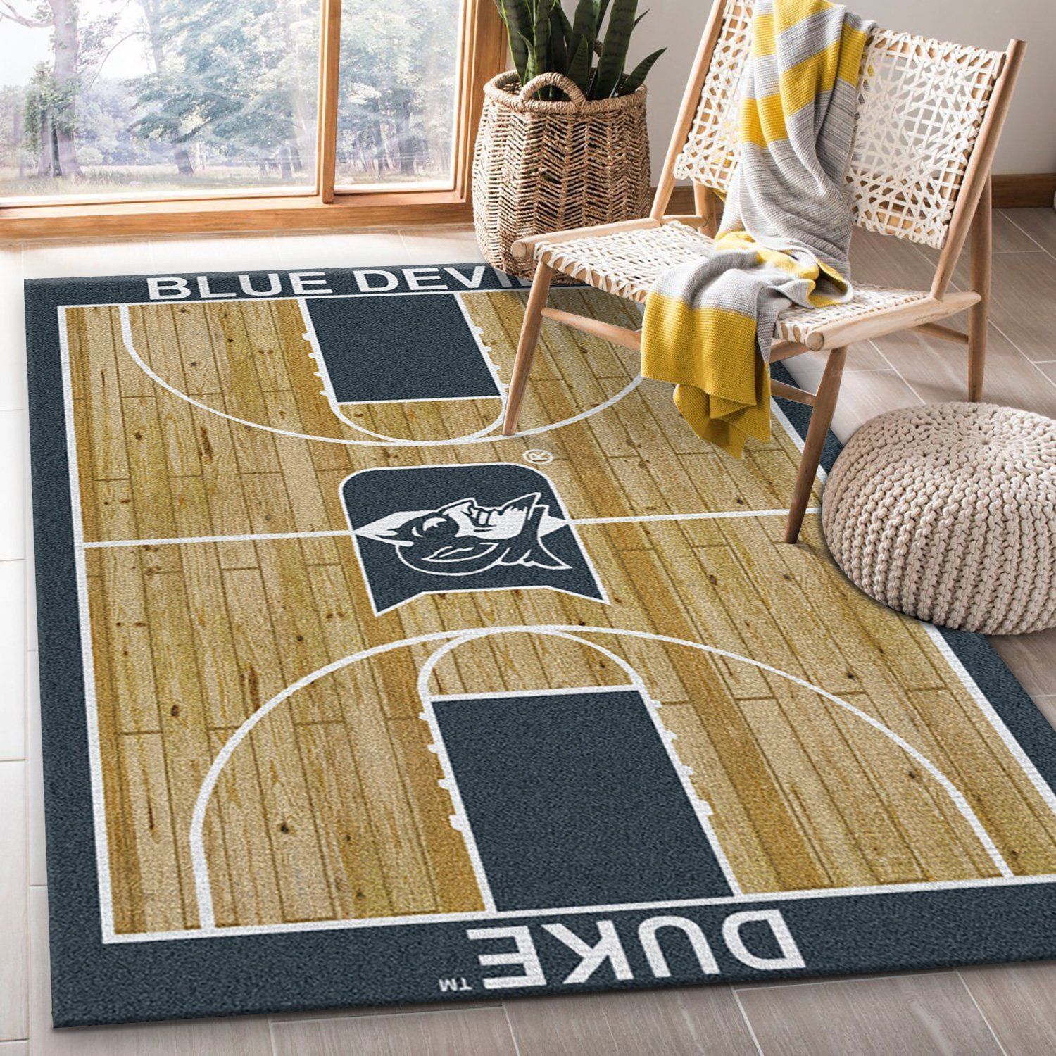 College Home Court Duke Basketball Team Logo Area Rug, Bedroom Rug, Christmas Gift US Decor - Indoor Outdoor Rugs