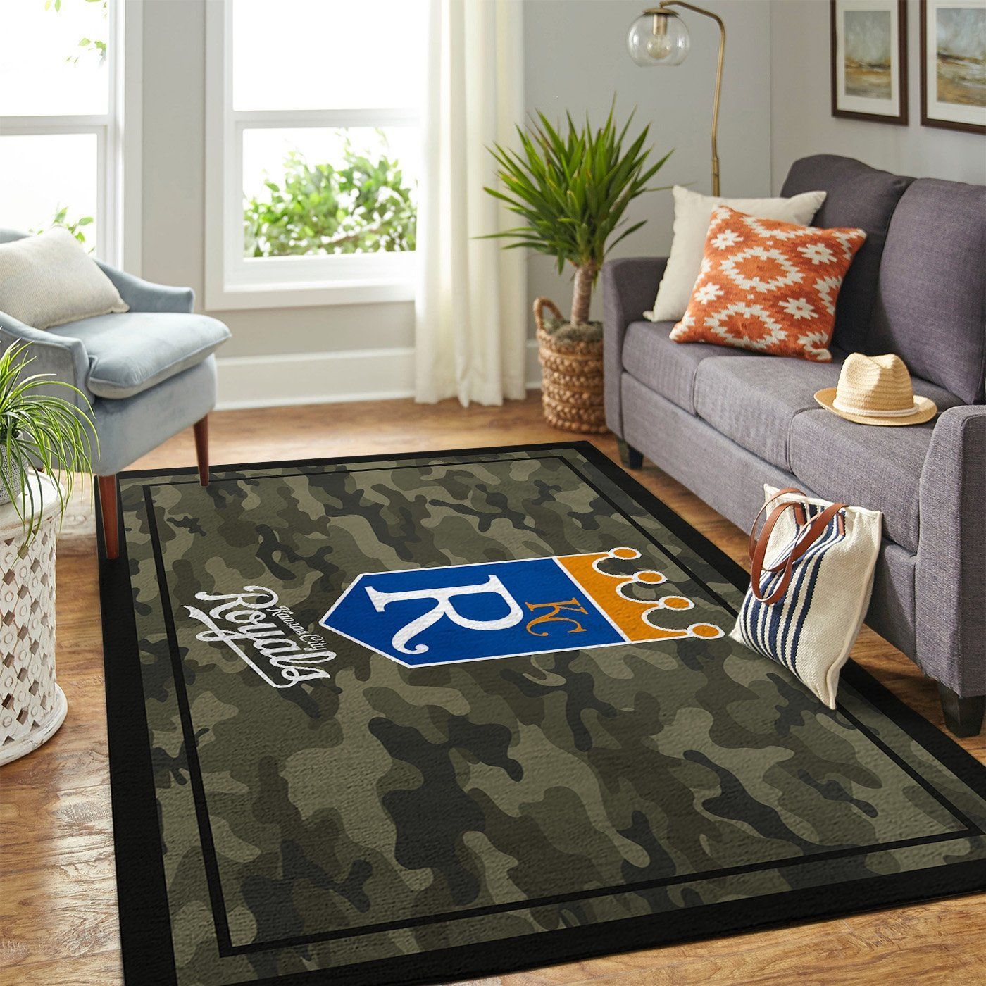 Kansas City Royals Mlb Team Logo Camo Style Nice Gift Home Decor Rectangle Area Rug - Indoor Outdoor Rugs