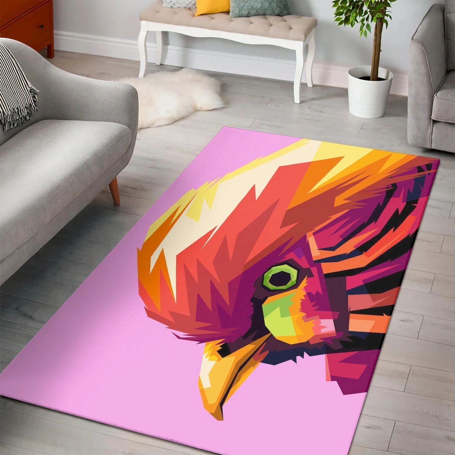 Bird Child Pop Art Living Room Area Rug, Room Rugs, Floor Decor Home Decor - Indoor Outdoor Rugs